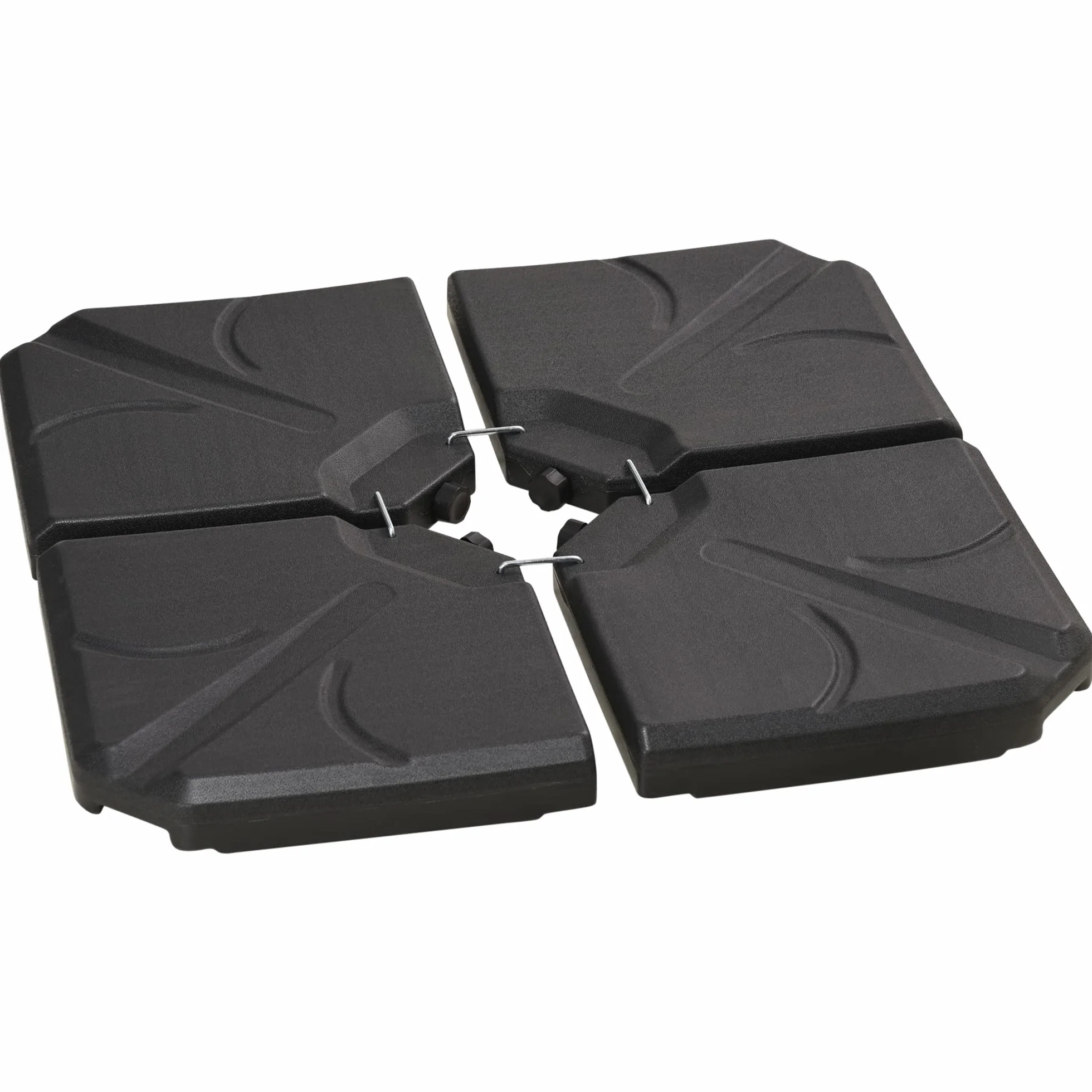 Outsunny Lot de 4 lestages pour parasols Dalles de Parasol déporté carré polyéthylène - À remplir d'eau ou de Sable jusqu'à 56/72 kg - 103 x 103 x 8,3 cm Noir