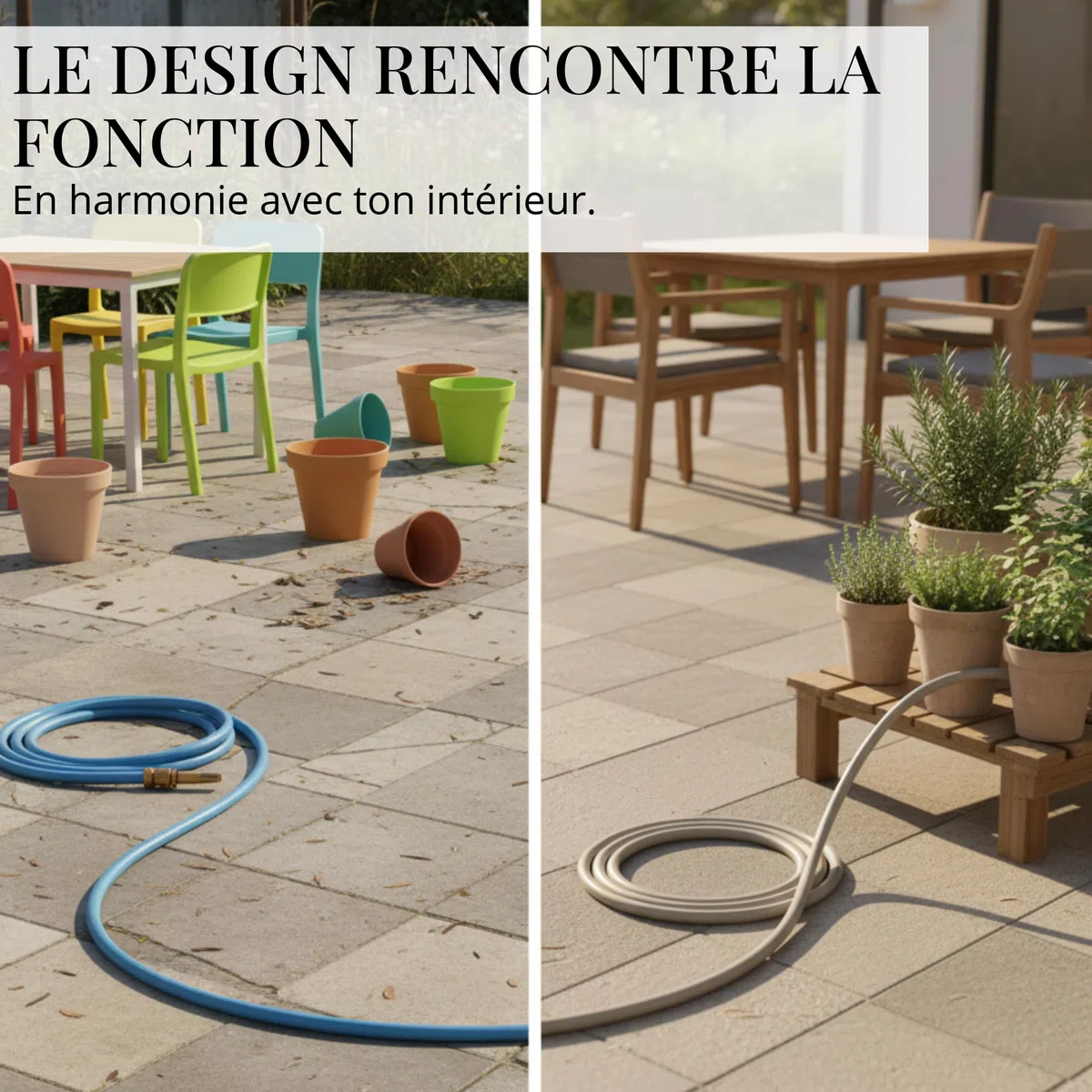 LIVLIG Tuyau d'Arrosage 30m Design – Tuyau Arrosage Flexible, 60% Recyclé, UV Résistant, Anti-Torsion, 1/2 Pouce, Grège