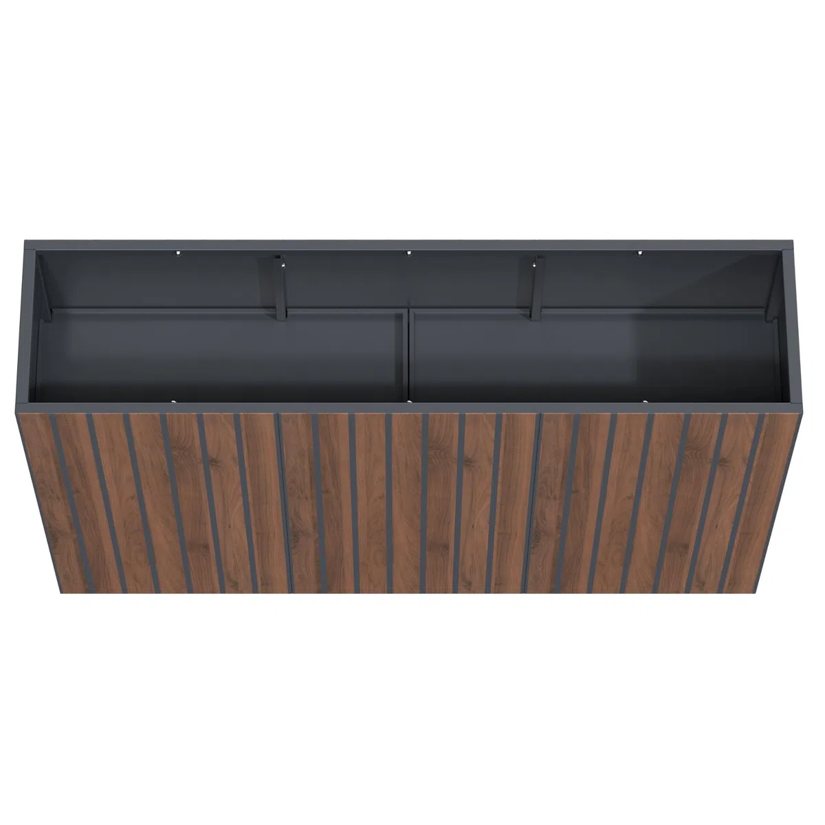 Zelsius Jardinière surélevée en acier galvanisé avec roues 120 x 30 x 80 cm | Anthracite RAL 7016 Aspect bois de noyer | Bac à fleurs, jardinière, plate-bande, potager, bac à herbes, pot de fleurs