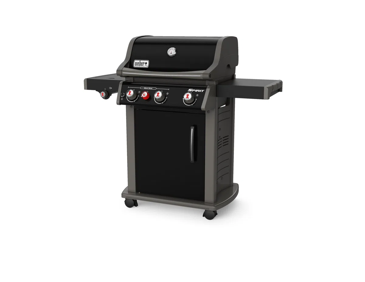 Weber Spirit E-330 GBS Classic Barbecue à gaz, 3 brûleurs + réchaud latéral + brûleur Sear Zone, Surface de Cuisson 60 x 46 cm, thermomètre de Couvercle, 4 Roues - Noir (1500134)