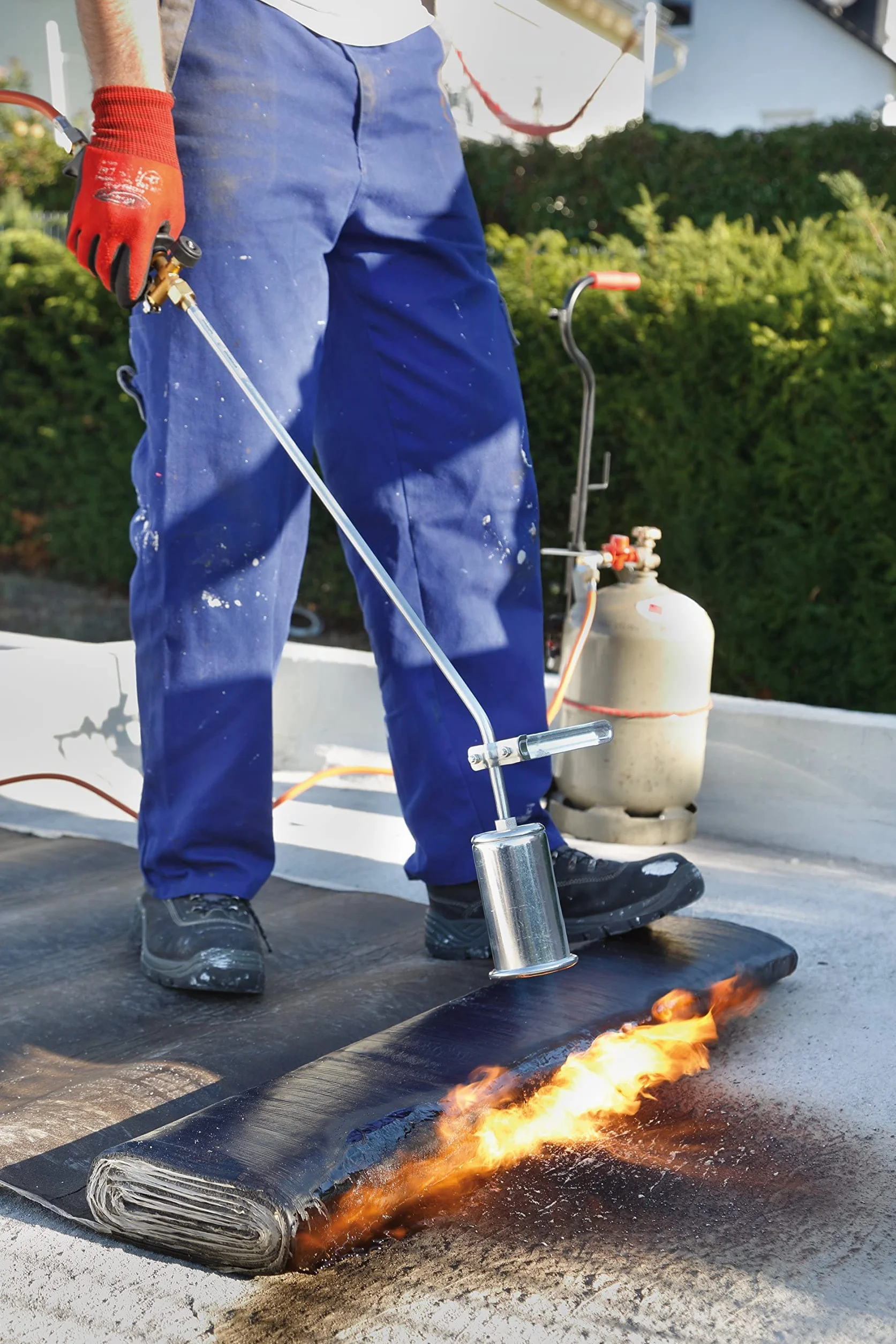 ROTHENBERGER Industrial Brûleur à gaz RoMaxi Eco | Brûleur | Désherbeur | Appareil à flamme | Soudage de membranes bitumineuses | Tête de brûleur 57 mm | Inclus : tuyau de gaz propane de 5 m 030958E