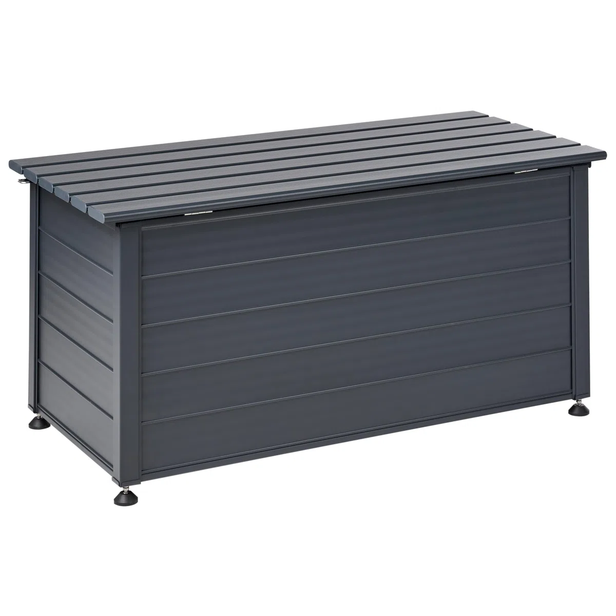 Beliani Coffre d'Extérieur de Rangement en Aluminium 123 x 60 cm Meuble de Jardin Gris Foncé Campalto