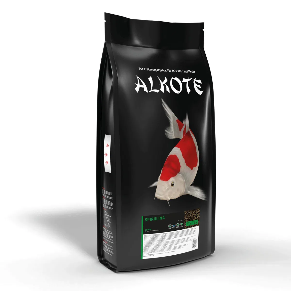AL-KO-Te, Nourriture 1 Saison pour carpes koï et Poissons d'ornement, Mois d'été, granulés flottants, 6 mm, Nourriture Principale spiruline 7%, 9 kg