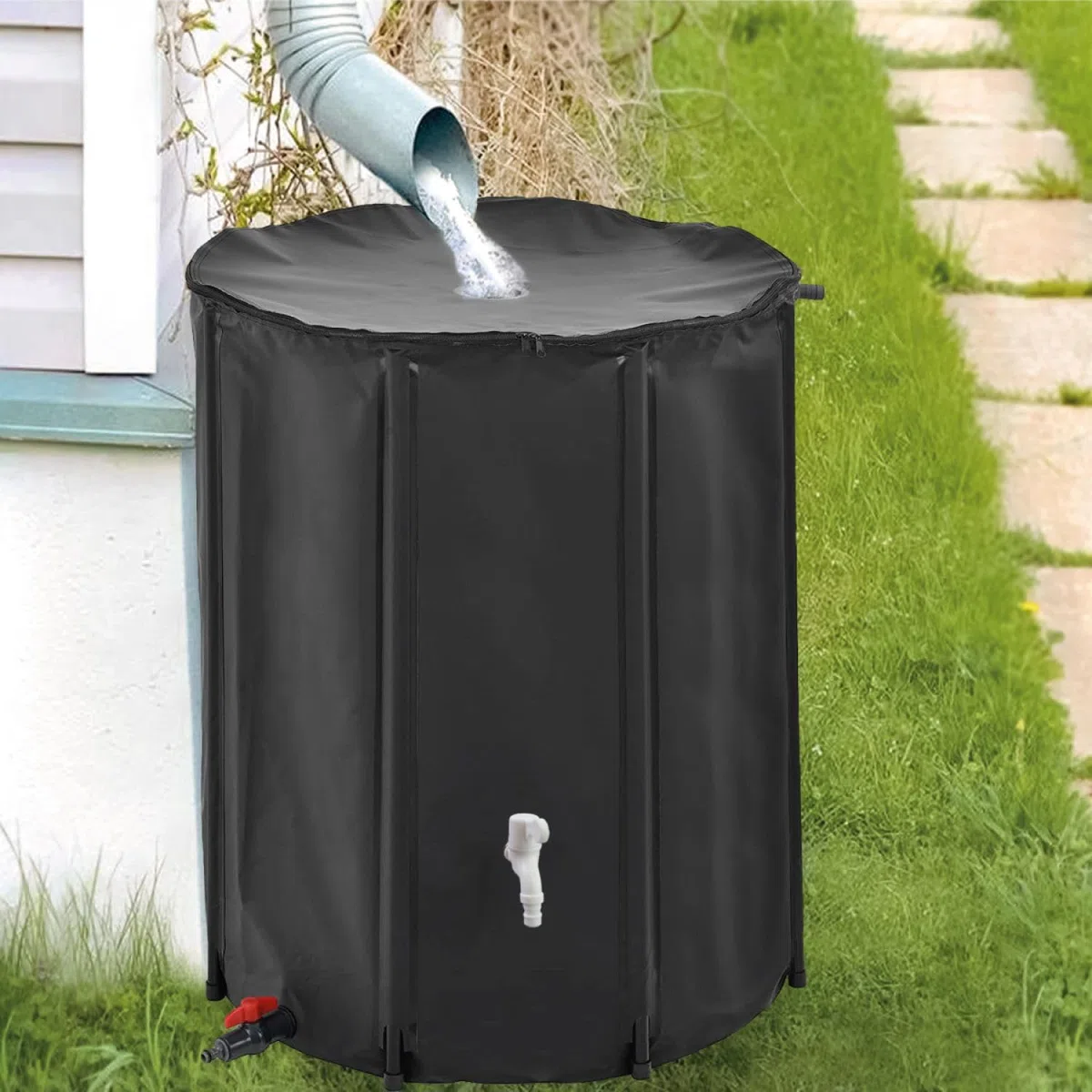 Linxor - Réservoir souple, récupérateur d'eau de pluie pliable - 1000 L - 2 Coloris