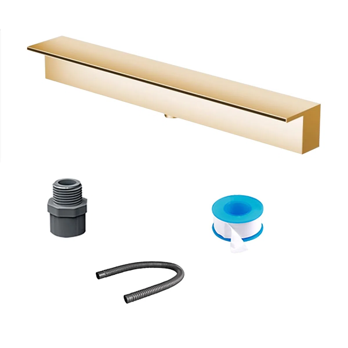 Générique Kit de Cascade pour Bassin, Tuyau ondulé Robuste, Fontaine/Cascade extérieure Couleur Or Champagne, déversoir encastré de 162 cm pour Jardin, Cour et Parc, décoration Aquatique élégante