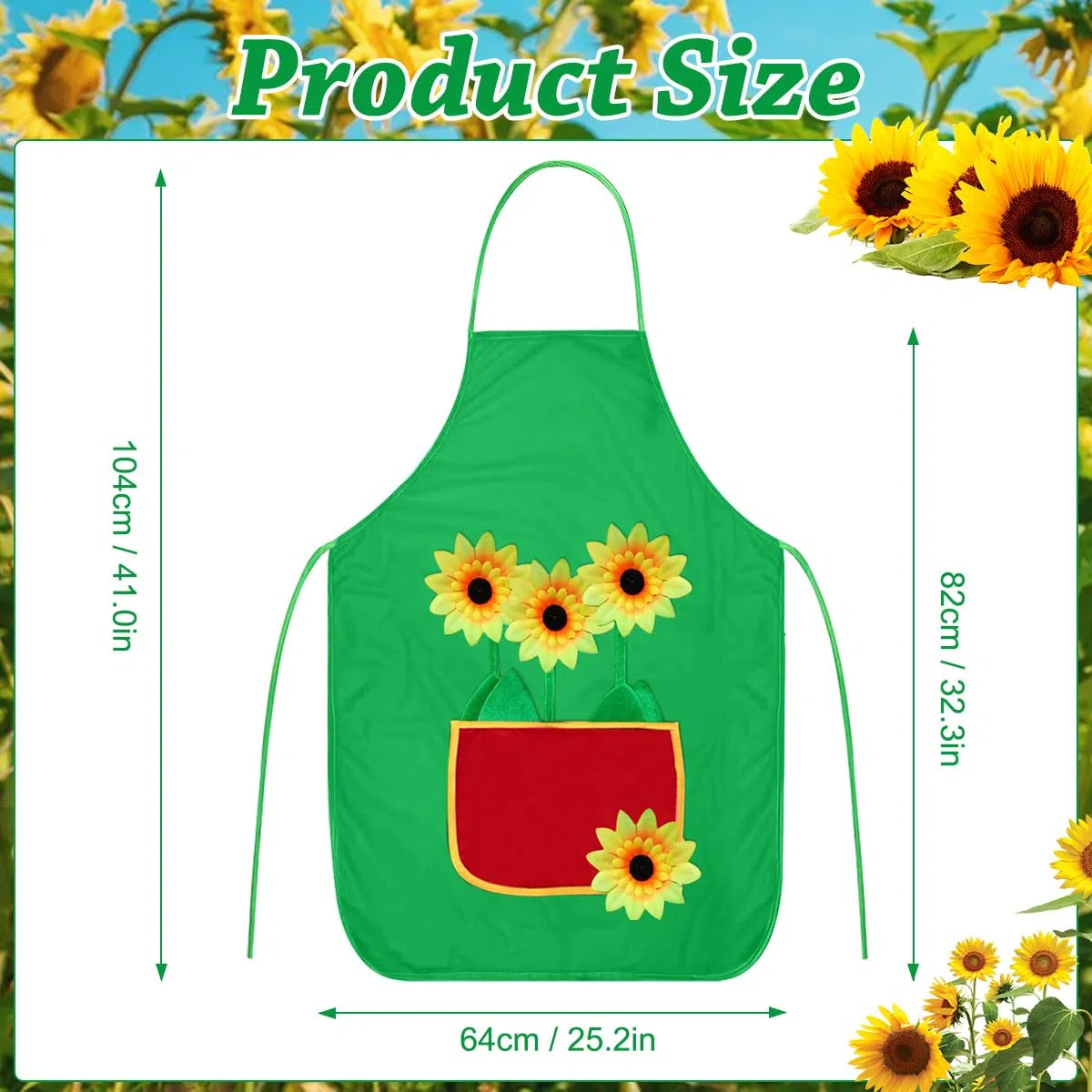 Tablier de Jardinier Tournesol, Costume de Jardinier, Tablier Barbecue avec Poche pour Barbecue, Restaurant, Café, Jardinage