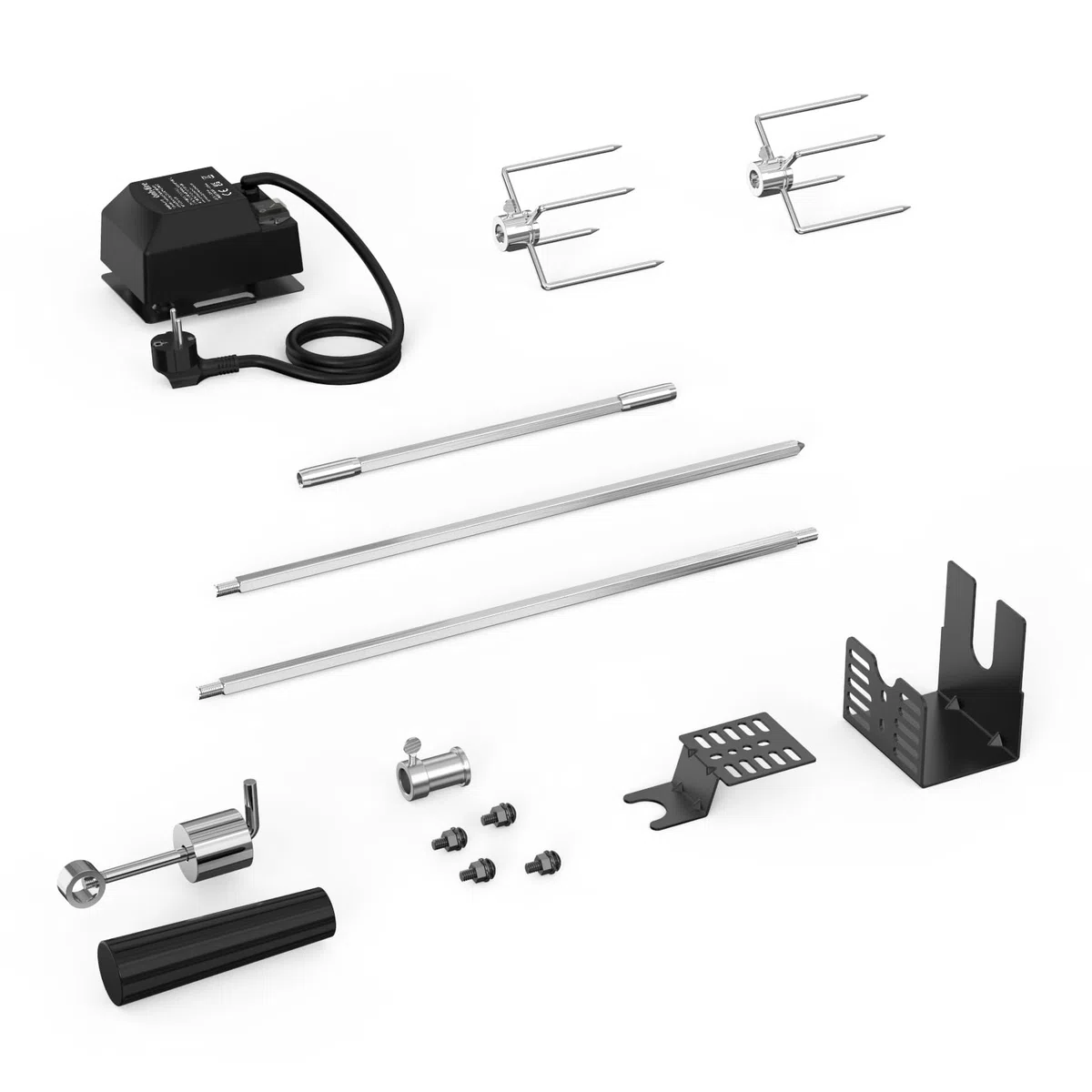 onlyfire Universel Barbecue Rôtisserie Set pour la Plupart des Barbecues à Gaz 2-4 Brûleurs, avec 2 Fourchettes à Viande, Moteur 220V - 240V, Tige de Broche Carrée Réglable 81,28cm-106,68cm