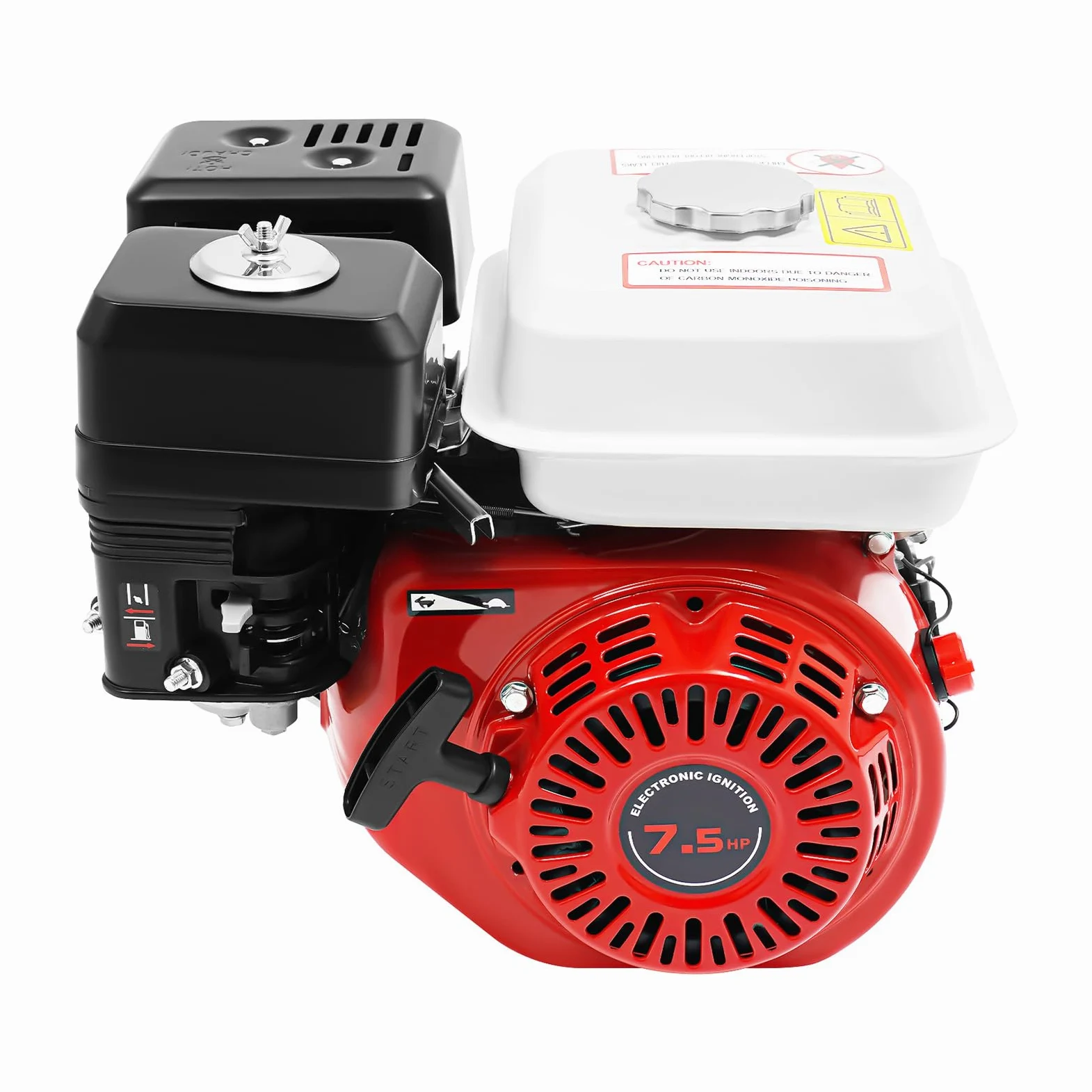 Moteur à essence 4 temps 7,5 CV, 215 ml/9,09 oz - Moteur à essence Go Kart - Moteur industriel - Moteur de rechange - Moteur d'entraînement pour charges lourdes - Rouge