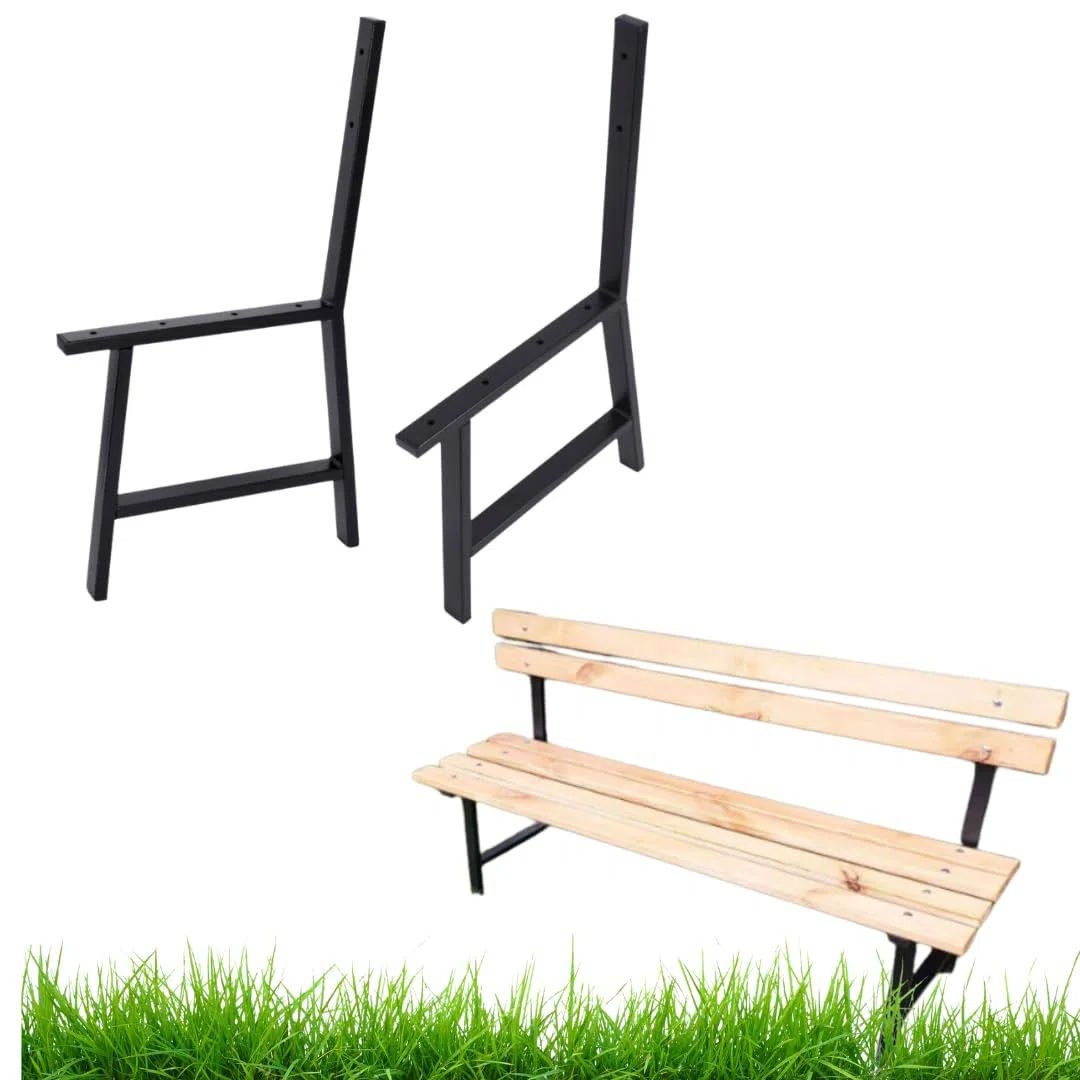 Pieds de Banc de Jardin - Patins de Banc - Noir Mat - Acier Revêtu par Pulvérisation - 2 pièces - Parfait pour Le Jardin, Le Parc, L'Aire de Jeux, Stable