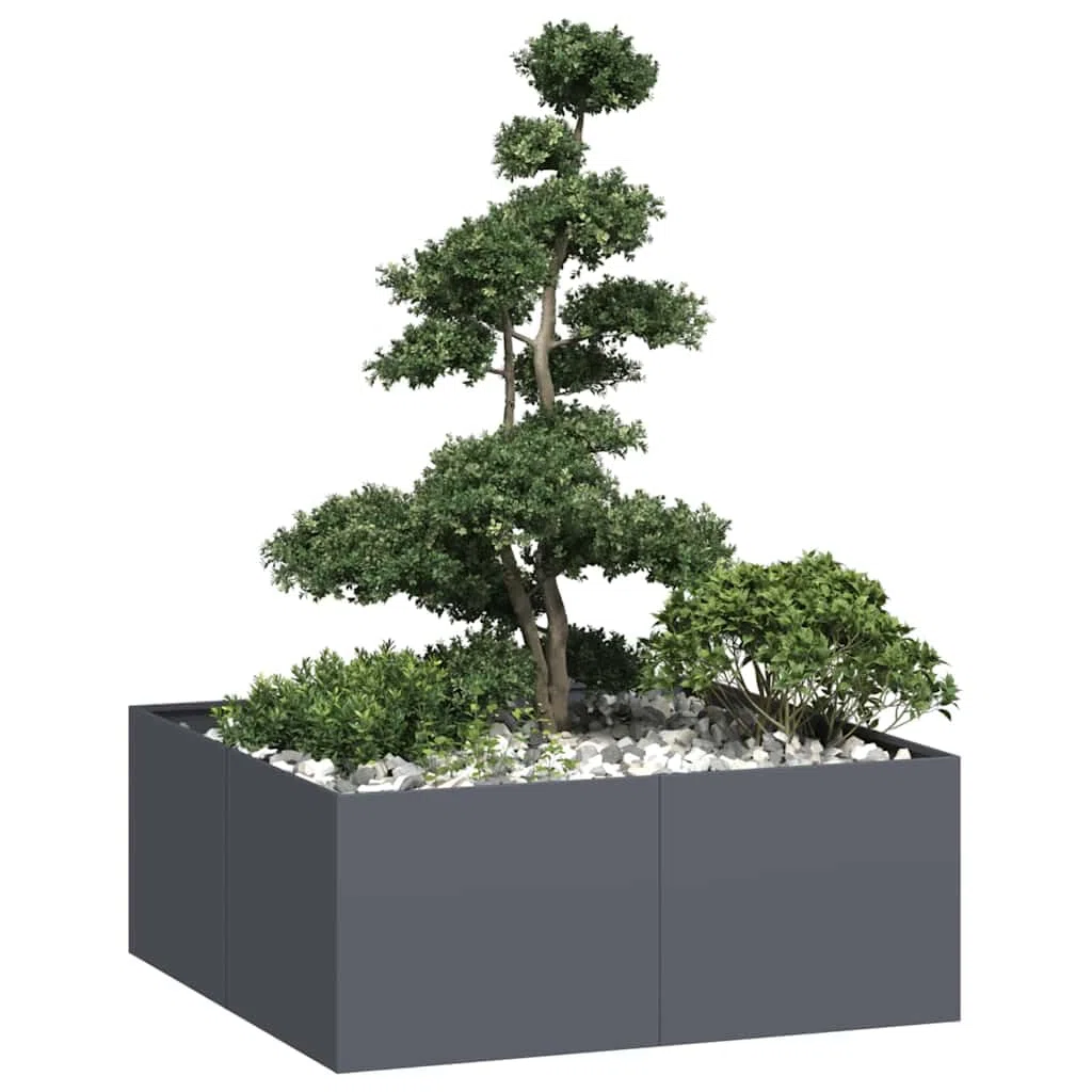 Tomostar Lit de Jardin Surélevé, Jardinière Potager de Jardin Bac à Plant Anthracite 100x100x40 cm Acier