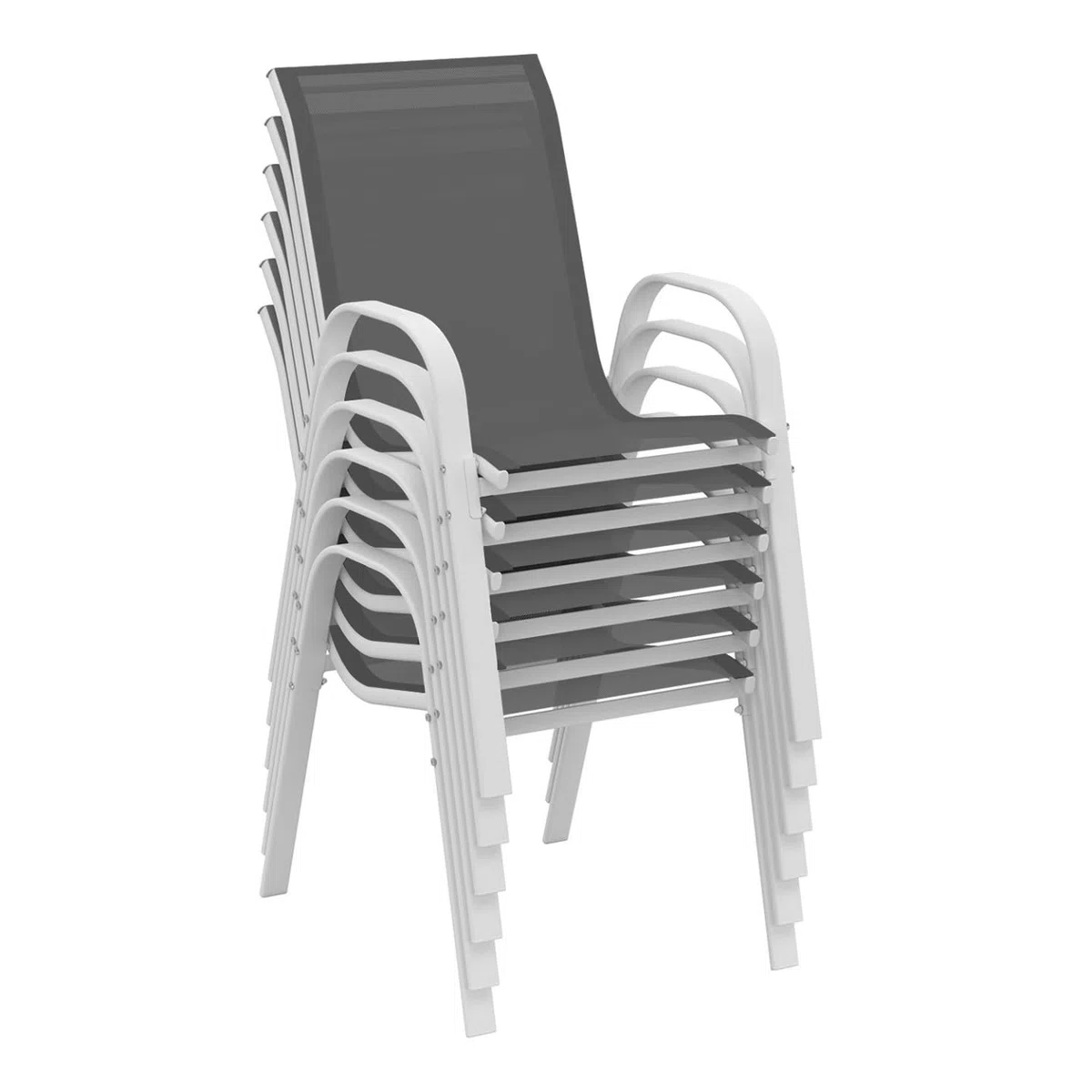 IDMarket - Salon de Jardin Madrid Table Extensible 135-270 CM et 12 chaises empilables Blanc et Gris