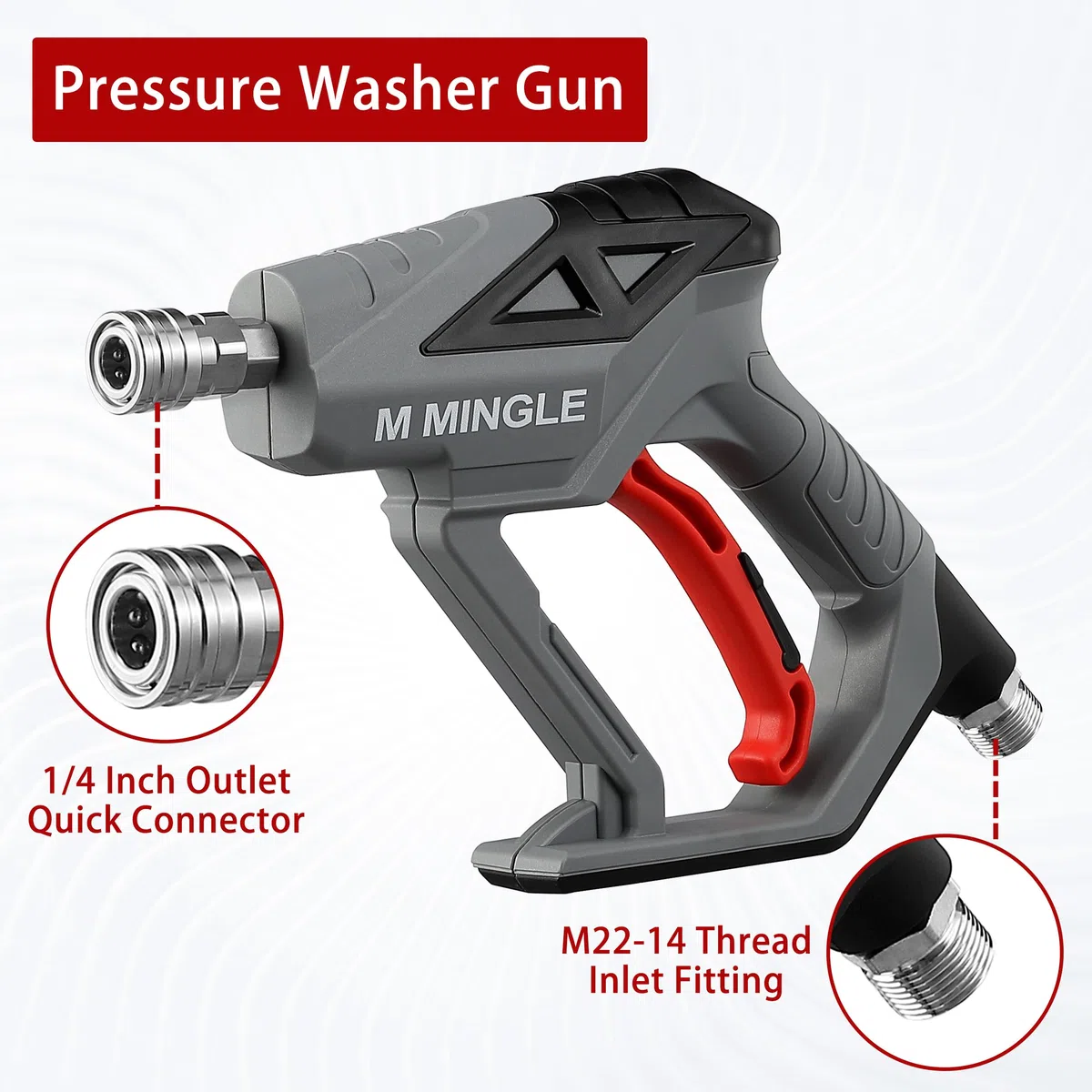 M MINGLE Pistolet Nettoyeur Haute Pression avec Canon à Mousse 1 L, 280 Bar | Lance à Mousse avec Raccord Rapide 1/4", Kit de Canon à Mousse pour Lavage Voiture Auto avec 5 Buses et Adaptateur M22