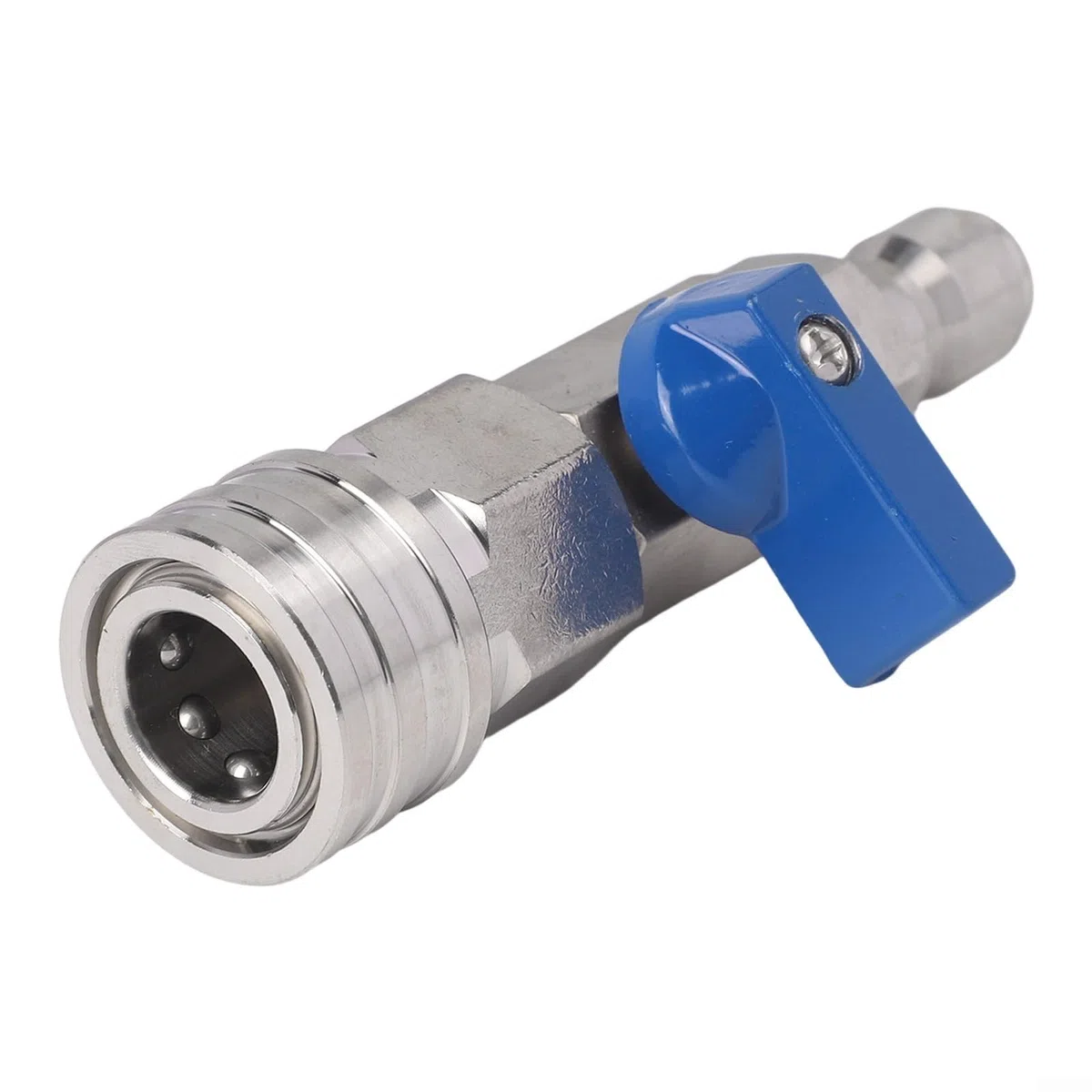 Robinet à boisseau sphérique haute pression 3/8" Quick Connect en acier inoxydable pour nettoyeur haute pression, 4000 psi, avec ruban PTFE - Compatible avec