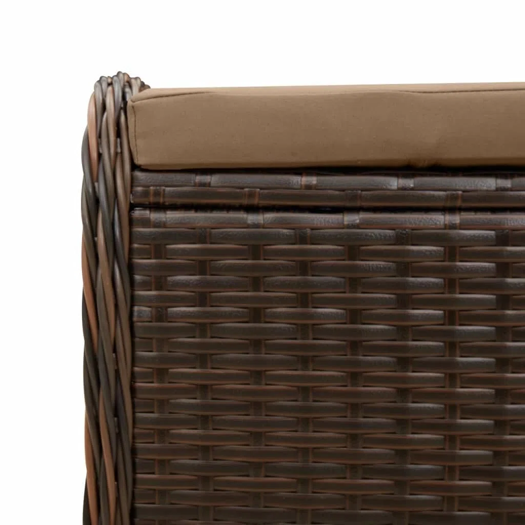 vidaXL Tabouret de Jardin avec Coussin, Chaise de Patio, Siège de Terrasse, Meuble de Balcon Arrière-Cour Extérieur, Brun Résine Tressée