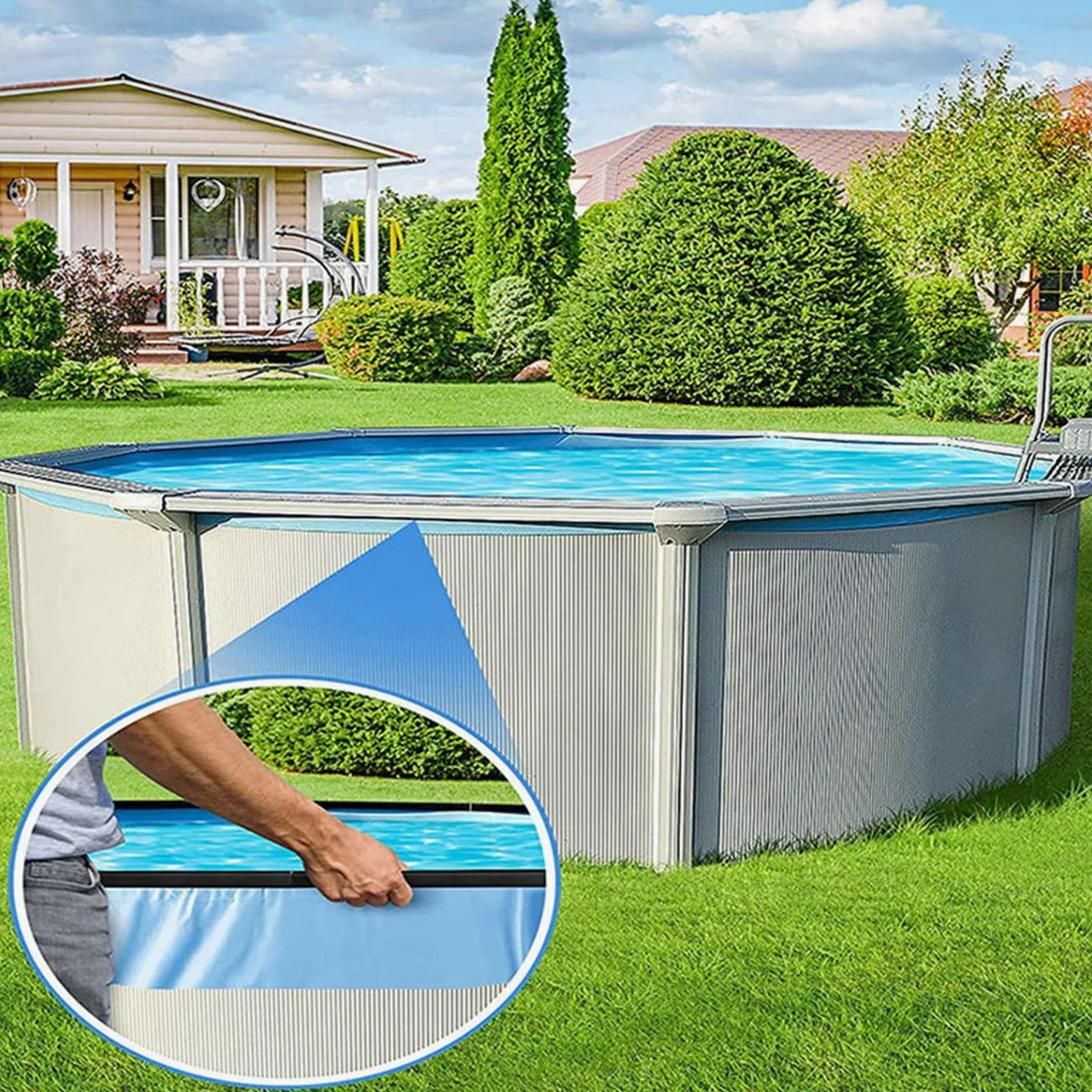 Haofy Bandes de Margelle de Piscine, Clips de Rev¨ºtement de Piscine pour Le Remplacement du Rev¨ºtement de Piscine par Chevauchement - Mat¨¦riau PE de Qualit¨¦ ¨¦Rieure avec Une Taille (A)