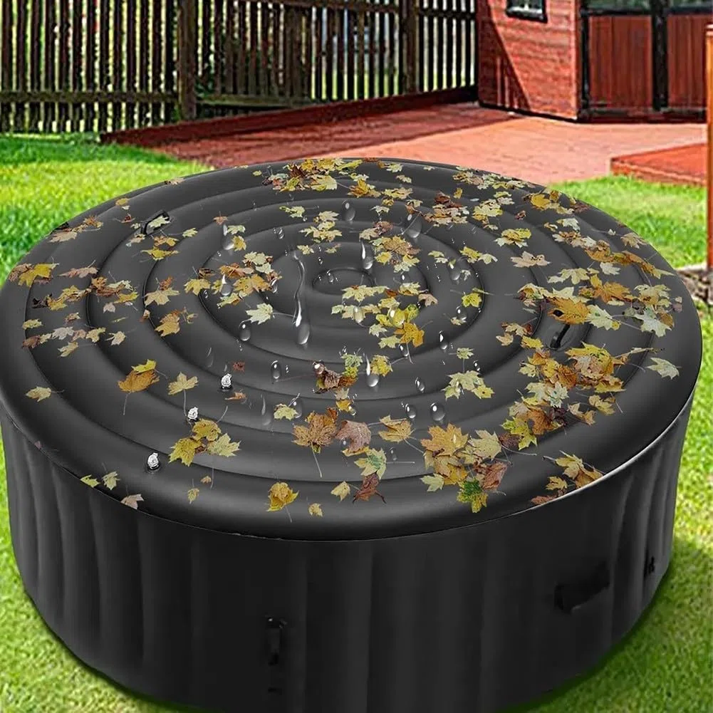 Housse de spa gonflable ronde en PVC de 180 cm avec couvercle réglable pour protection de l'eau en extérieur, rétention de la chaleur et montage facile dans le jardin ou la piscine (avec