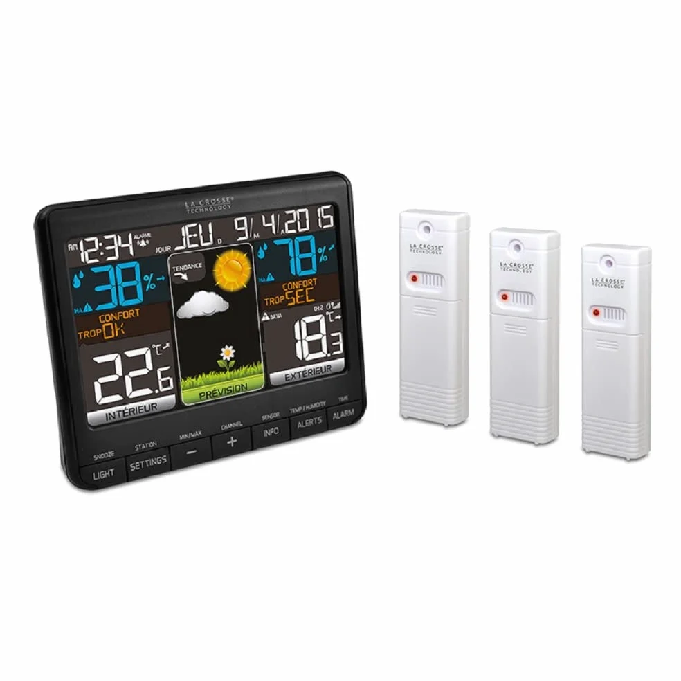 La Crosse Technology WS6825BLA+2 Station Météo, Noir