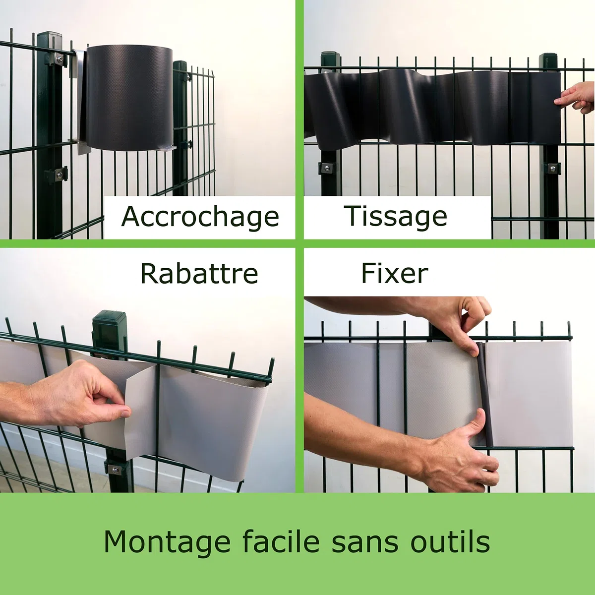 PVC WorkingHOUSE Brise-Vue pour Clôture Double Barre 650g/m² 35 m x 19 cm, Brise-Vue de Clôture, Décoration de Jardin, Résistant aux Intempéries, Sans Entretien