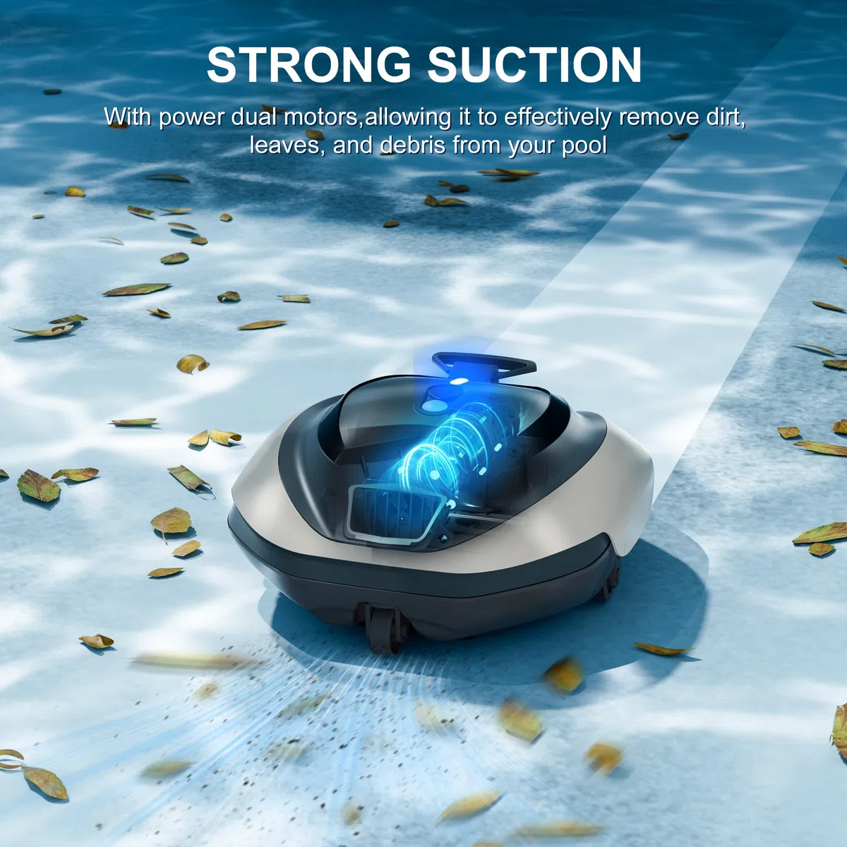 Robot nettoyeur de piscine sans fil avec batterie de 4400 mAh, aspirateur de piscine pour piscine hors sol avec aspiration puissante, technologie DirtLock, auto-stationnement, autonomie de 90 minutes