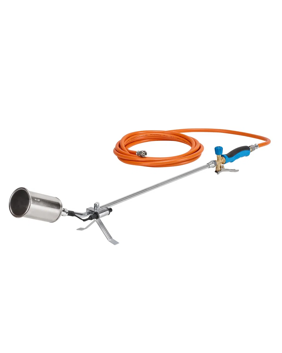CFH Brûleur PZ 6500 avec allumage piézoélectrique et tuyau de gaz – Désherbeur à gaz avec raccord 3/8" pour bouteilles de gaz, idéal pour l'élimination des mauvaises herbes, le goudron et les bâches