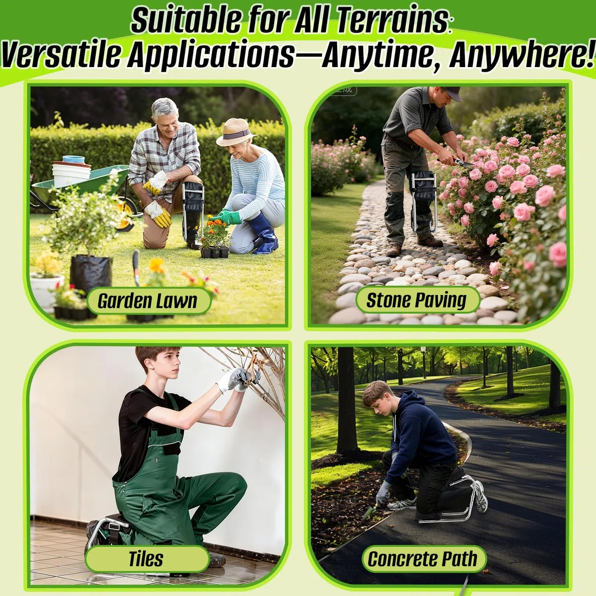Siège-Genou, Repose-Genoux de Jardin avec Fonction Assise, protège Les Genoux, supporte Jusqu’à 200 kg, idéal pour Le Jardinage, Les travaux de Construction et Les usages Professionnels