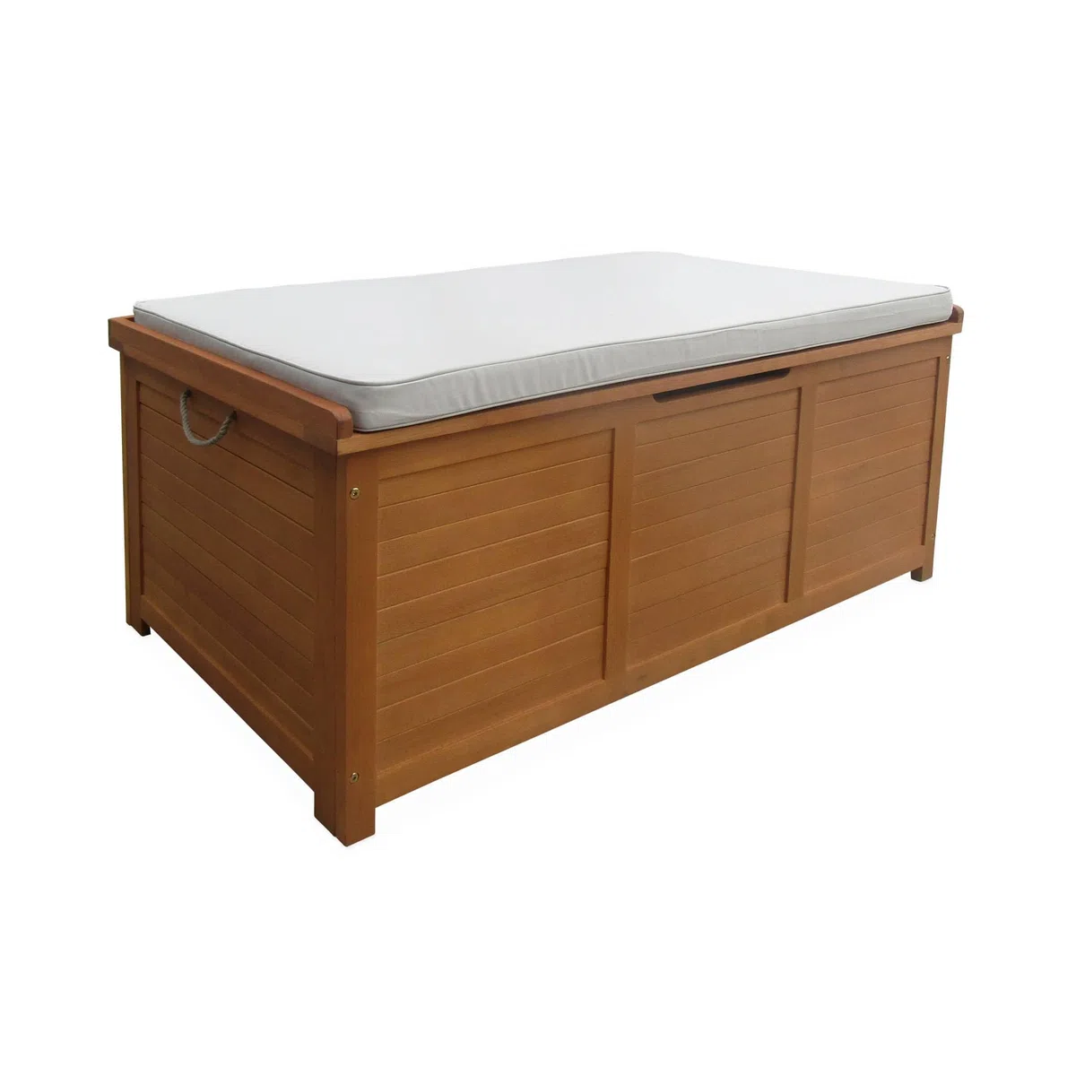 Alice's Garden - Coffre de jardin 200L en bois - Caja beige - 125x60cm rangement coussins avec 2 vérins et poignées