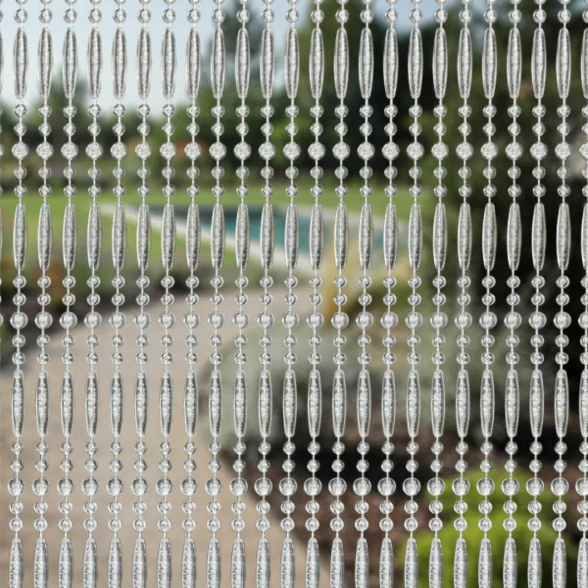 Trente Rideau à perles de différentes tailles et couleurs pour porte de balcon, moustiquaire à perles anti-insectes, transparent, 100 x 230 cm