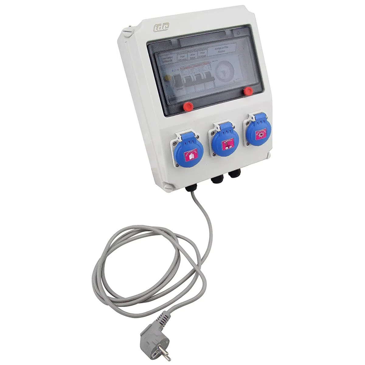 EDENEA - Coffret Electrique Piscine sur Prises - Pompe Filtration+Robot Piscine+Projecteur LED - Protection 30mA - Horloge - Idéal pour Piscine Hors Sol