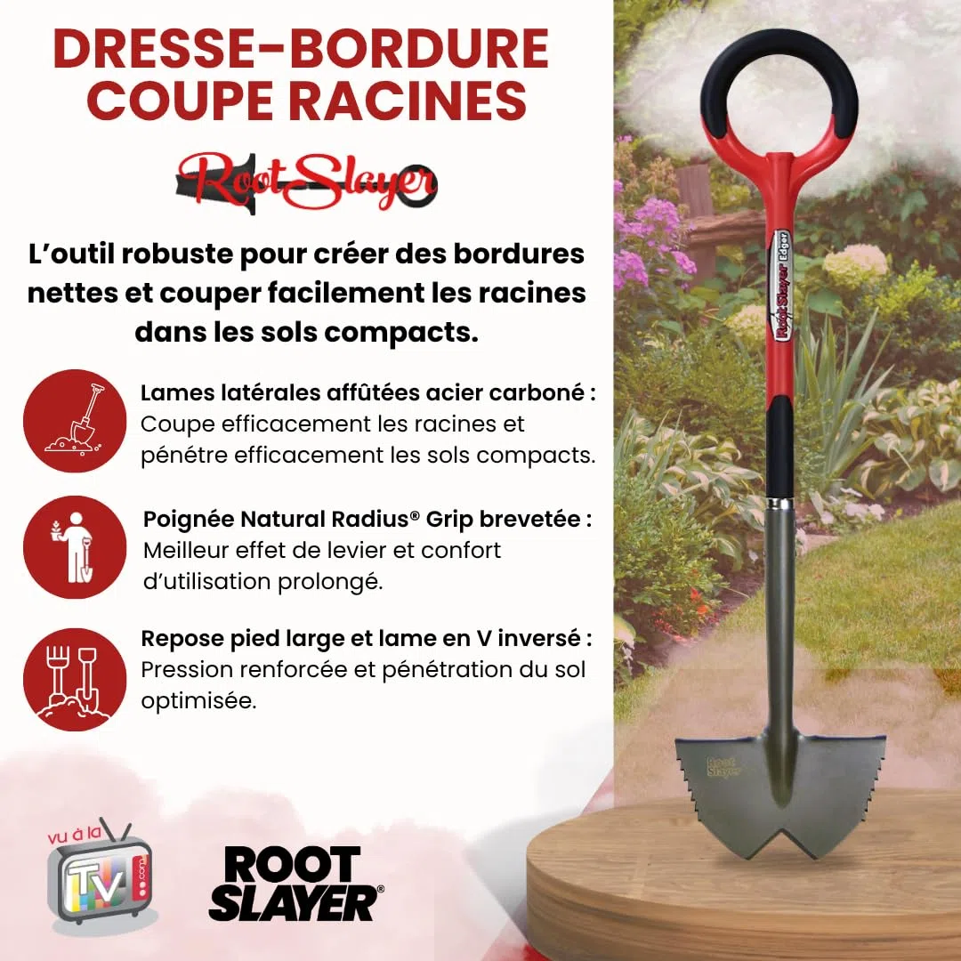 VENTEO - Dresse Bordure Manuel Coupe Racines RootSlayer | Outil Jardin pour Pelouse, Massif, Allée et Terrasse | Lame Acier pour Extérieur | Coupe Bordure Précis