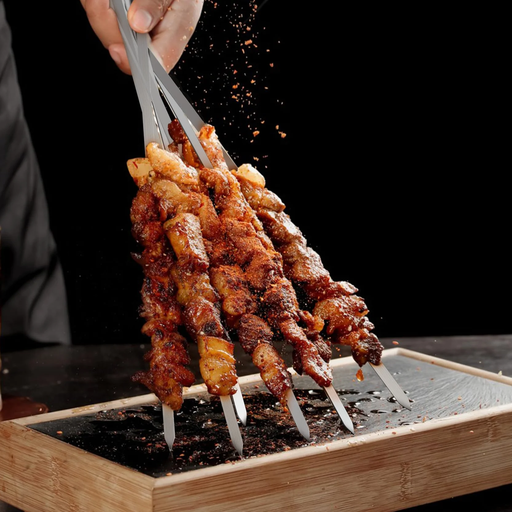 onlyfire Le Système de Brochettes Rotatifs Résistant s'adapte à Tout Gril de Rôtisserie Tournebroche pour Barbecue, Acier Inoxydable, avec 6 Brochettes 41cm Longues, Ø16cm
