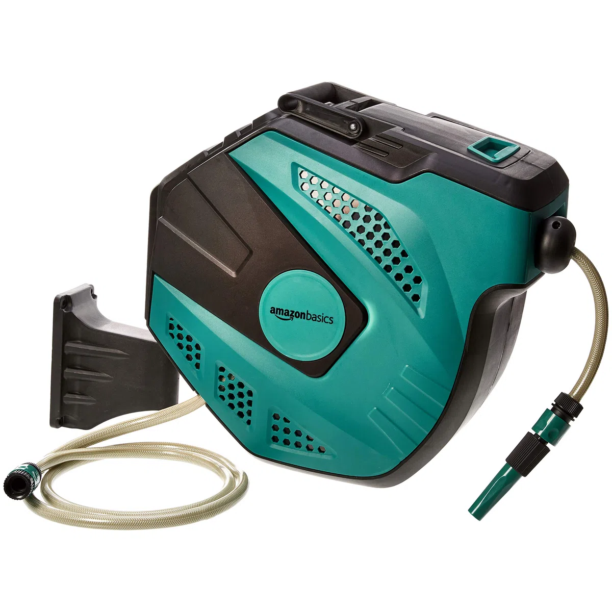 Amazon Basics Enrouleur automatique à fixation murale avec tuyau, 25 m, Verte