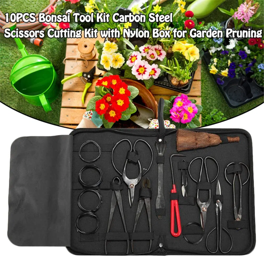 Bonsai Kit Outils Ensemble Outils de Jardinage Ciseaux Cisaille en Acier Carbone avec Étui en Nylon pour Jardin Topiaire