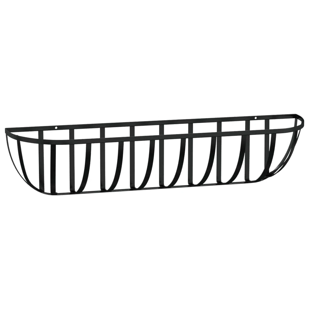 vidaXL Jardinières murales 2 pcs en Coco Noir 91x20x23 cm Acier, jardinière d'auge Murale, Auge Murale avec Doublure en Coco, jardinière d'auge pour Chevaux