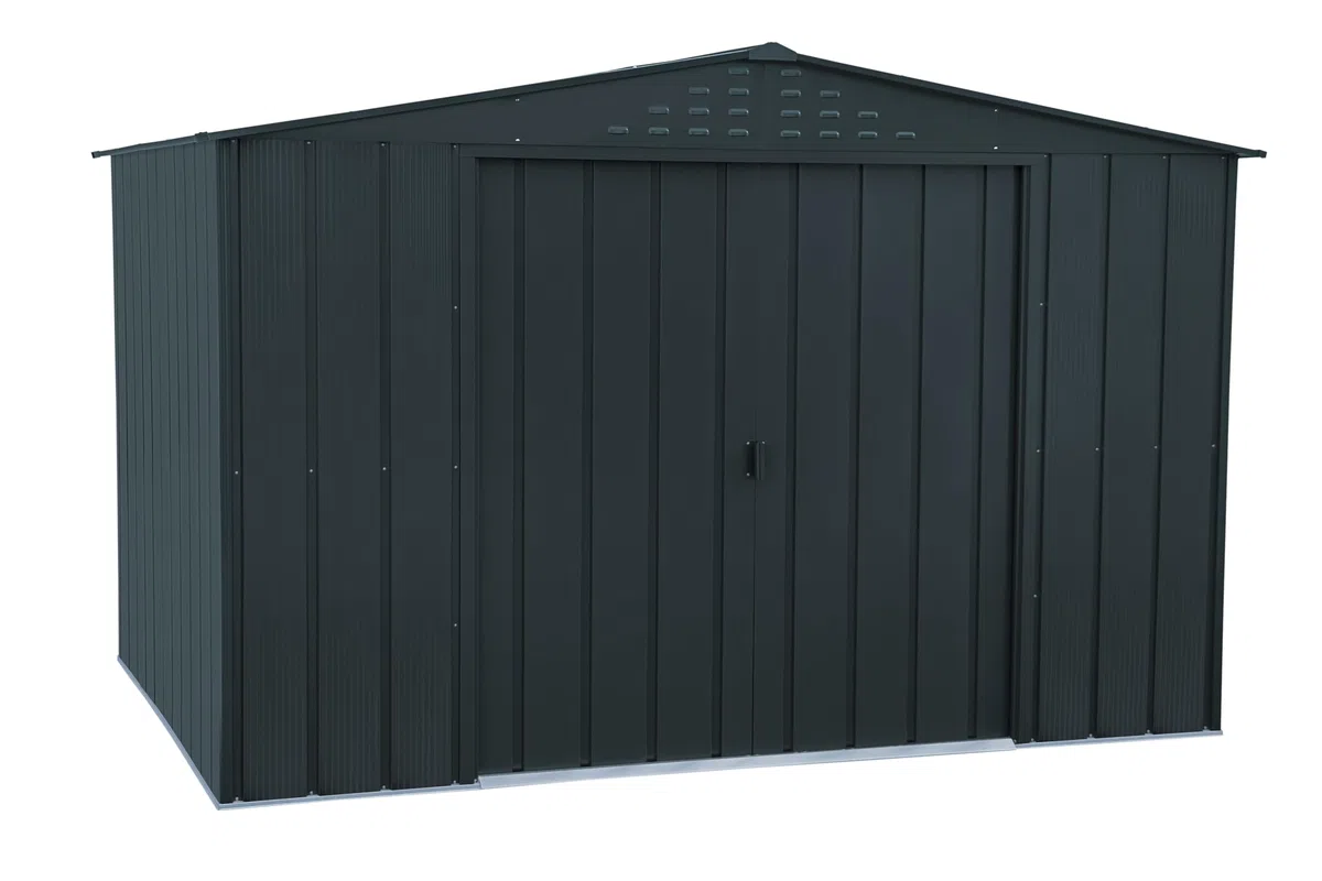Duramax TOP Shed 10 x 8 (7.28 m²) Abri de jardin en métal, fabriqué en acier galvanisé, structure de toit renforcée, abri de jardin en métal sans entretien et résistant aux intempéries, Anthracite
