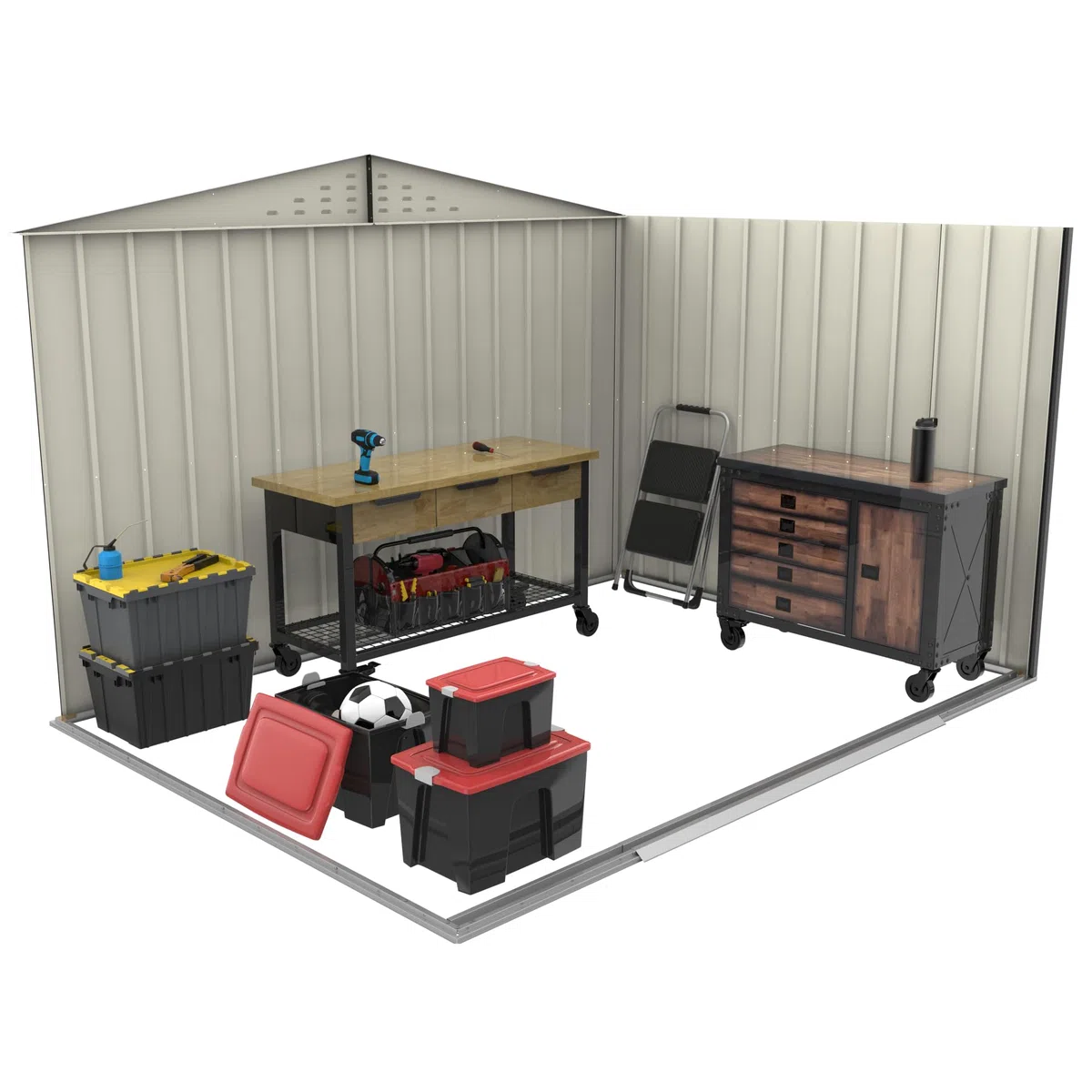 Duramax TOP Shed 10 x 8 (7.28 m²) Abri de jardin en métal, fabriqué en acier galvanisé, structure de toit renforcée, abri de jardin en métal sans entretien et résistant aux intempéries, Anthracite