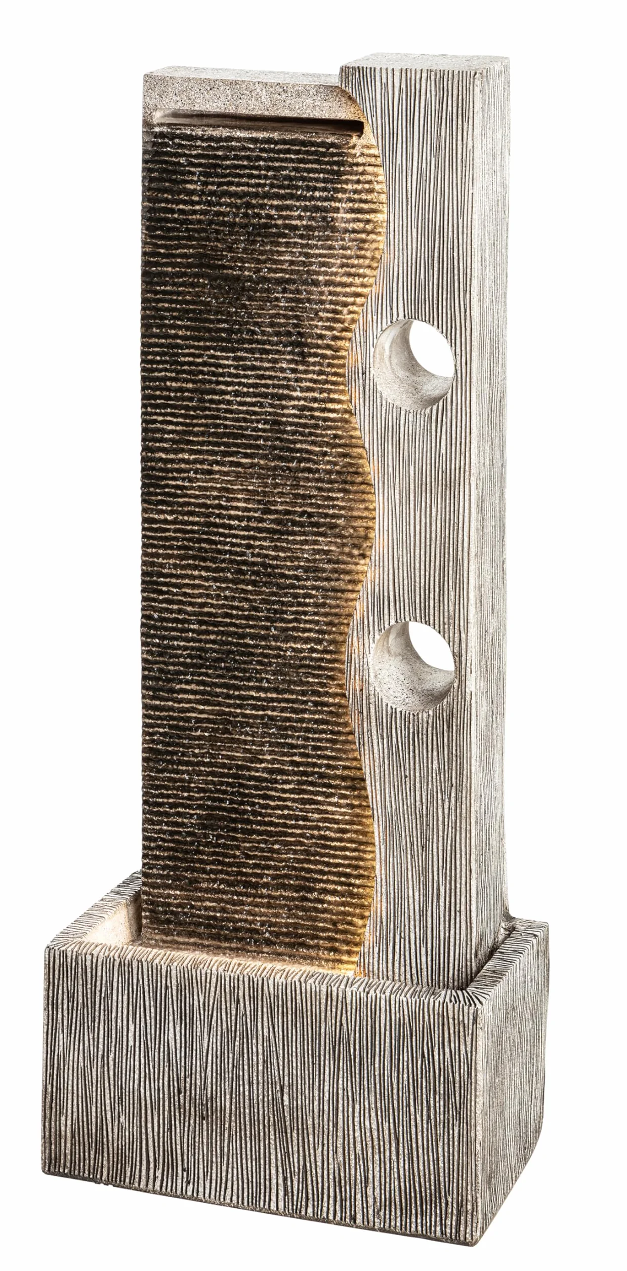 Dehner Fontaine de Jardin Eclipse avec éclairage LED, Environ 100 x 40 x 19,8 cm, polyrésine, Gris