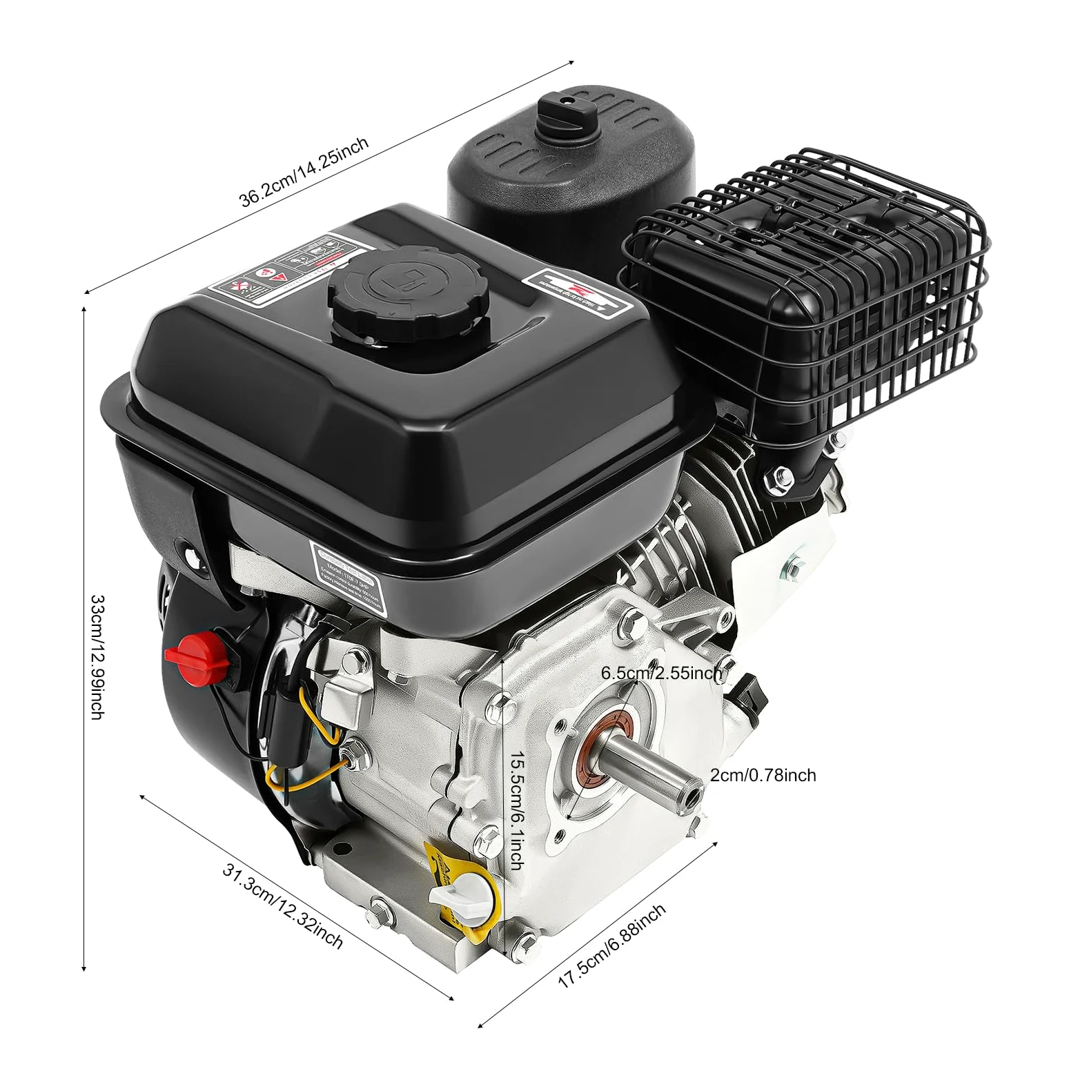 Moteur à essence 7,5 CV 212 cm³, 4 temps, moteur kart, arbre de 20 mm | 3600 tr/min, refroidissement par air, moteur d'entraînement