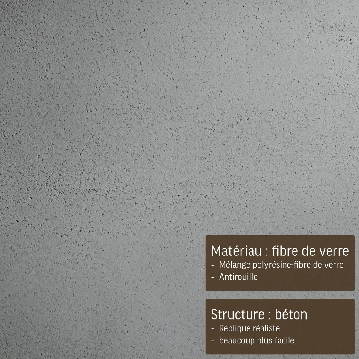 VIVANNO Jardinière en Fibre de Verre - 45x45x45 cm - Design béton Gris - Jardinière carrée pour l'extérieur et l'intérieur