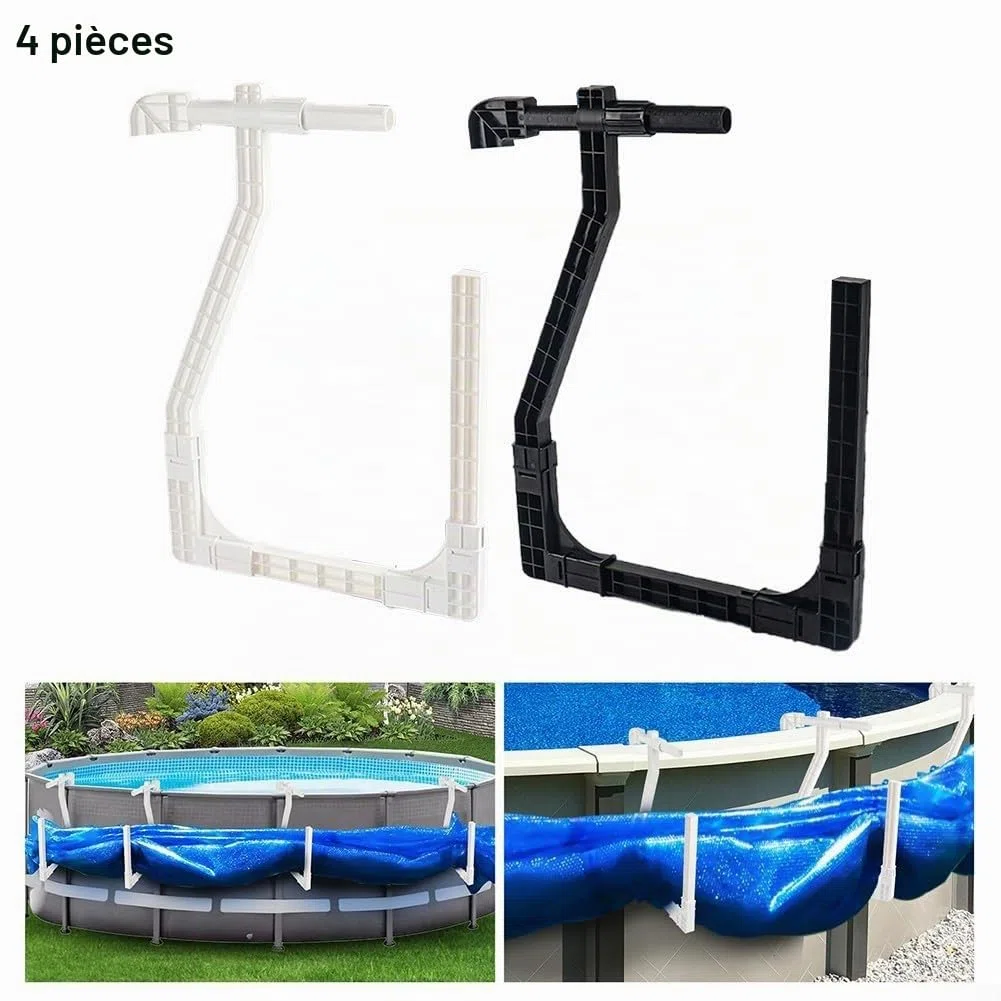 Solution de rangement pratique avec crochets réglables pour piscine hors sol (noir)