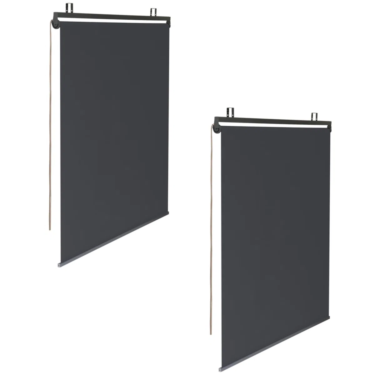 IDMarket - Lot de 2 Stores enrouleurs L.124 x H. 225 CM pour pergola Gris Anthracite