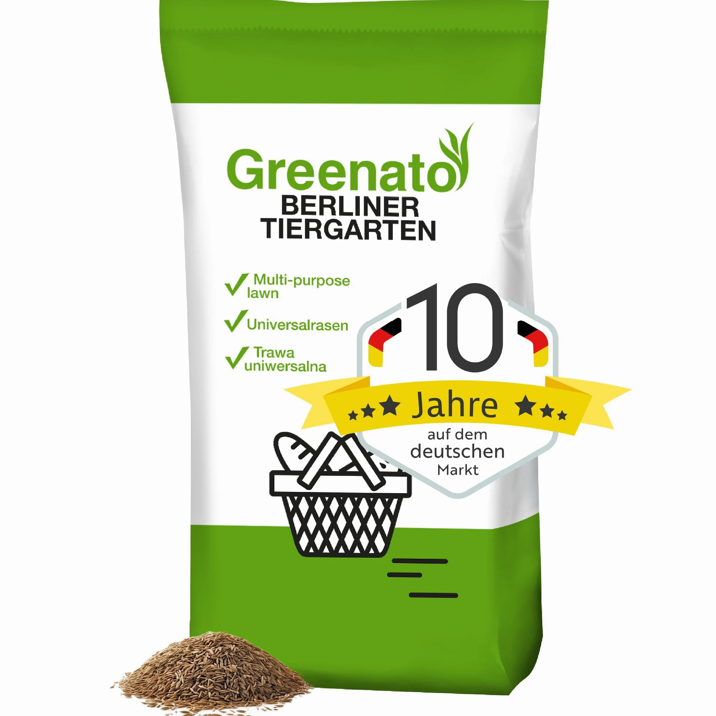 Graines de gazon Greenato Berliner Tiergarten 30kg gazon d'ornement Graines de gazon Graines de gazon - Unité d'emballage au choix de 1-30kg