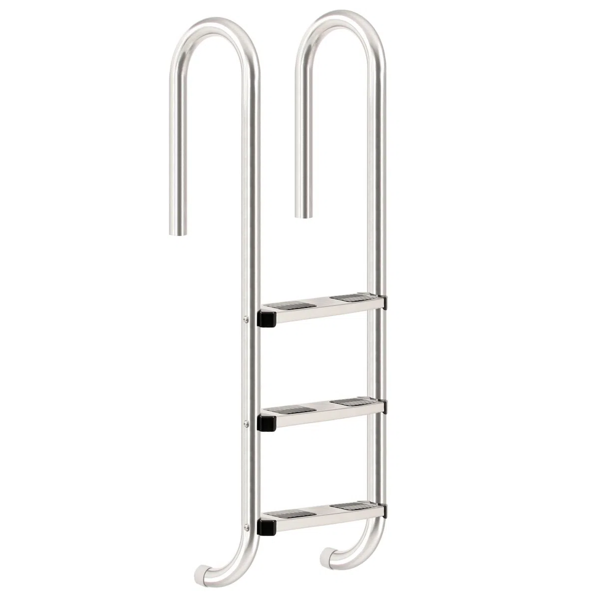 Zelsius Echelle de Piscine à 3 marches en Acier Inoxydable V2A | 50 x 26,5 x 132 cm - Argent | avec Protection antidérapante | Escalier de Piscine