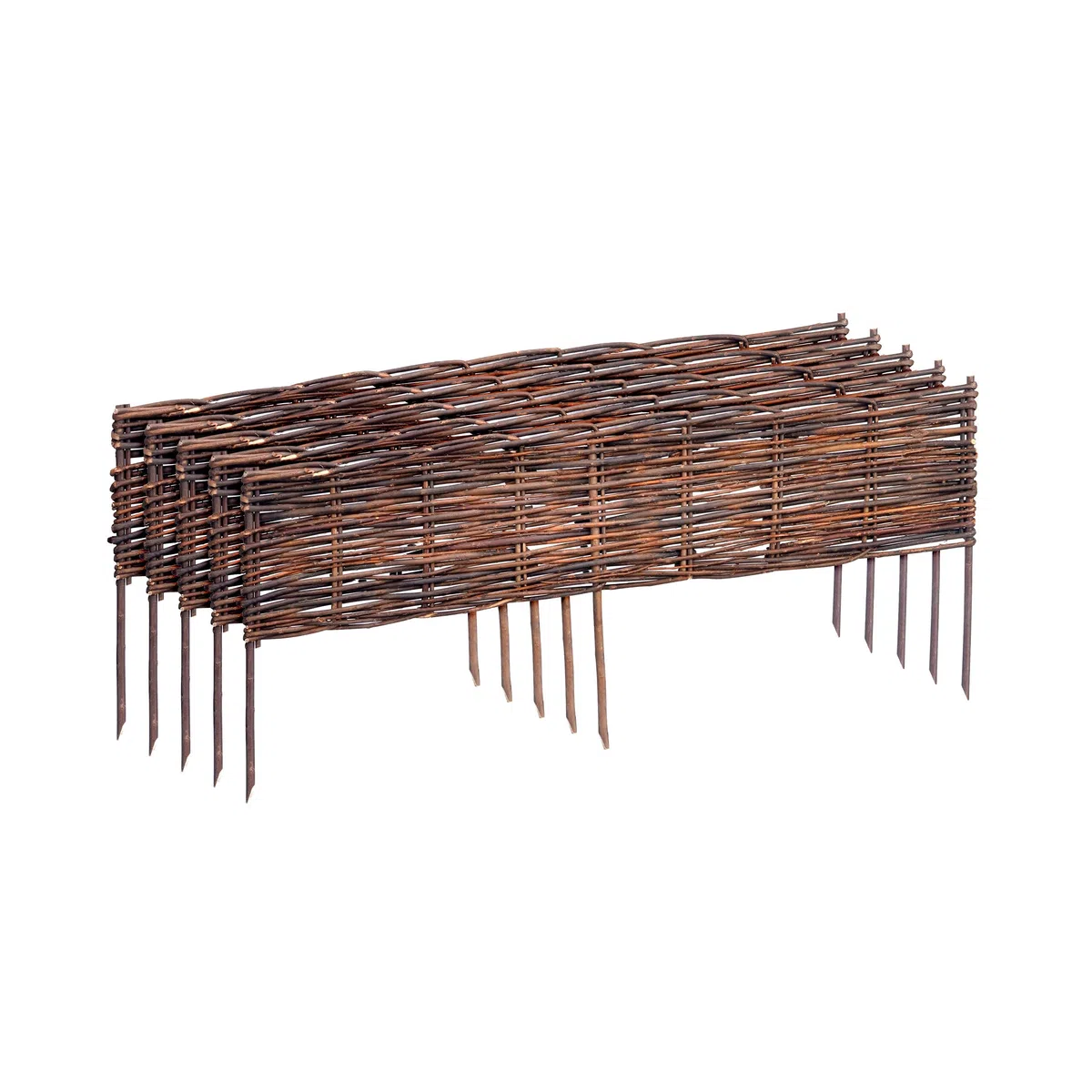 Relaxdays Bordure en Osier, Lot de 5, 20 x 100 cm, à enfoncer, Bordure Basse, pelouse et massifs, Marron