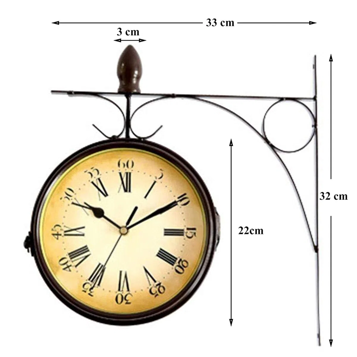 Horloge Murale Classique de la Gare de Paddington de 13 Pouces Horloge de Jardin Double Face Horloge Murale de Jardin extérieur avec Support extérieur Horloge extérieure étanche Dé