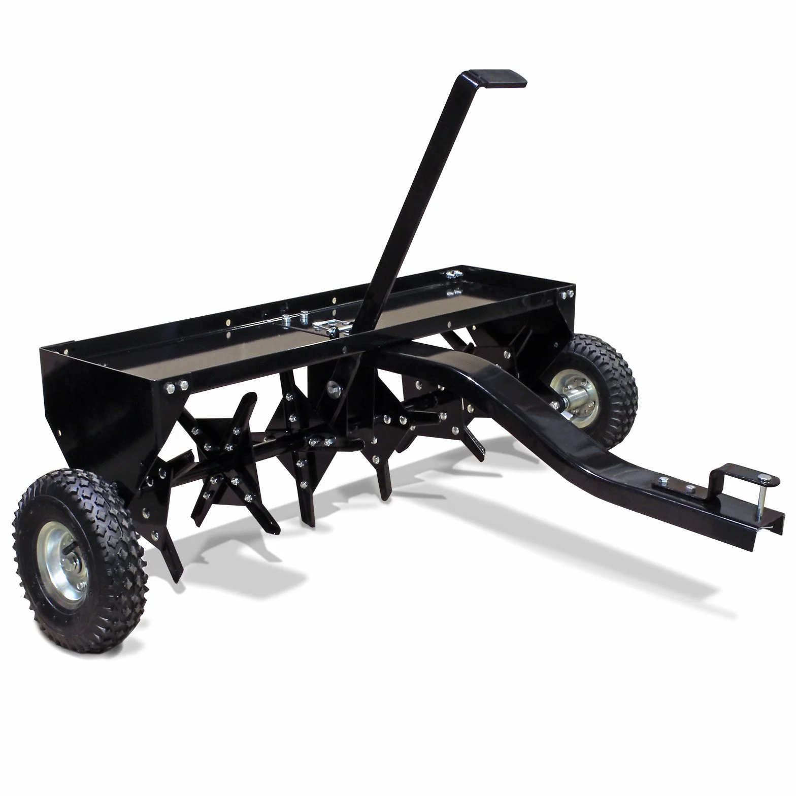 Wiltec Scarificateur tracté – 1340 x 1000 x 370 mm – Largeur de travail 90 cm – Profondeur de travail 7,6 cm – pour Tracteur-tondeuse autoportée ATV – Démousseur Émousseur Aérateur de gazon