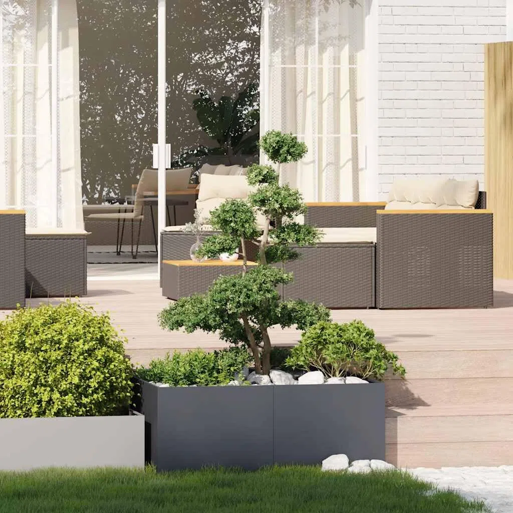 Tomostar Lit de Jardin Surélevé, Jardinière Potager de Jardin Bac à Plant Anthracite 100x100x40 cm Acier