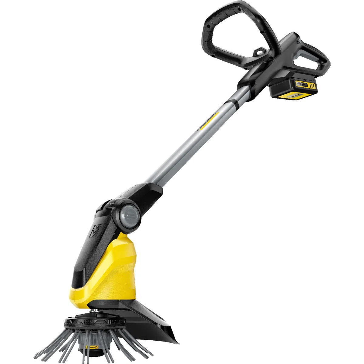KÄRCHER Désherbeur sans Fil WRE 18-55, Batterie 18 V, Vitesse de Rotation : 2300-2800 TR/Min, Diamètre de la Brosse : 180 mm, Poils en Nylon, Protection Anti-éclaboussures, avec Batterie et Chargeur