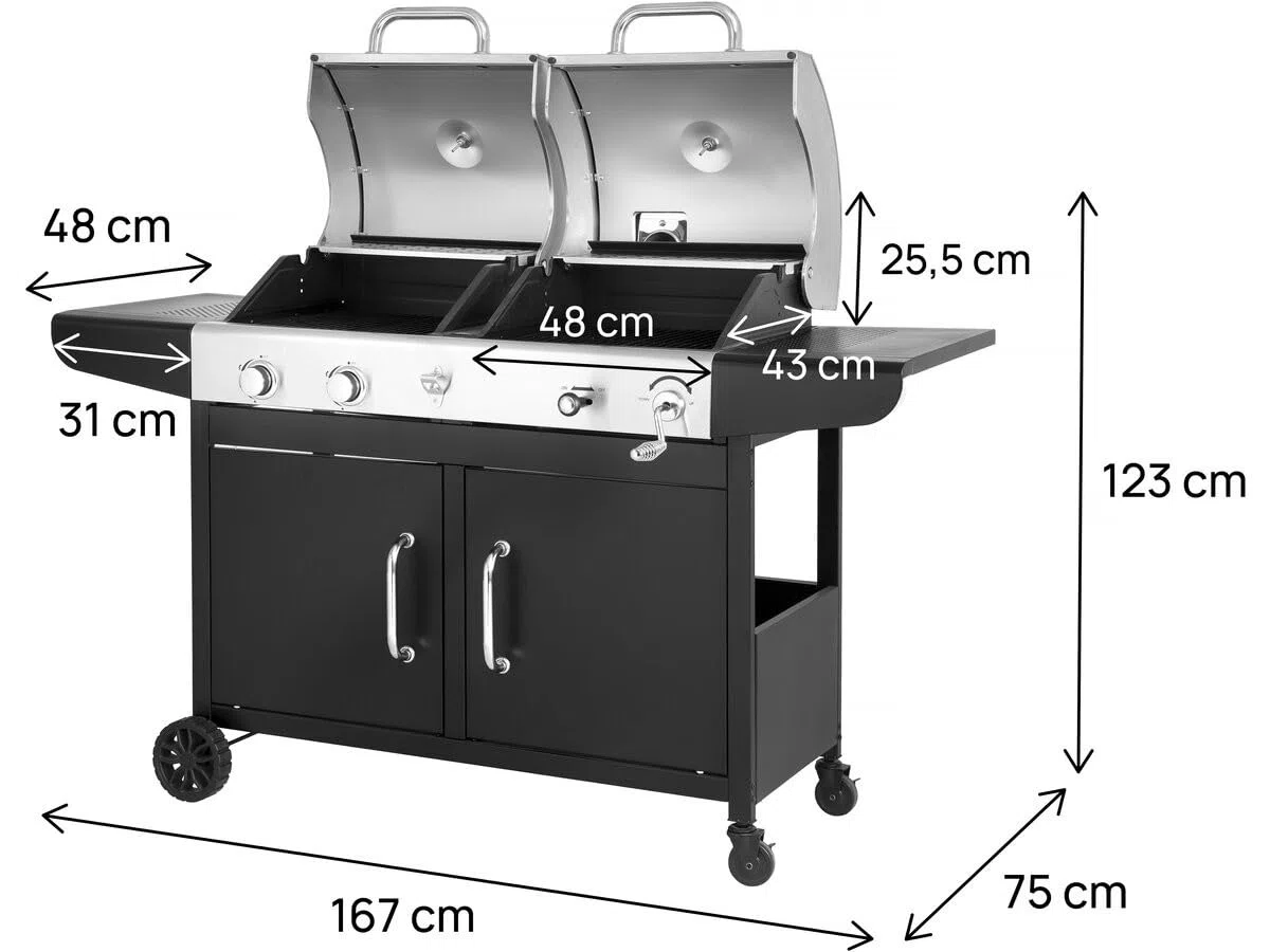 Barbecue gaz et Charbon 2 en 1 en métal Western - Noir