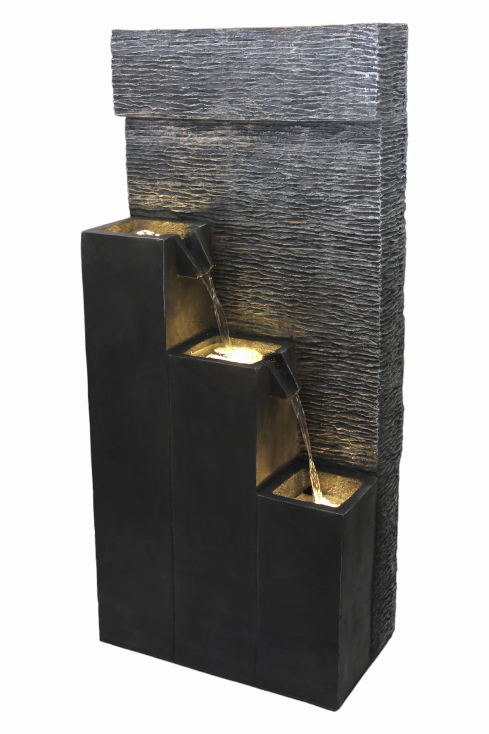 BK846 Grande fontaine avec lumières LED Fontaine de jardin avec bassins décoratifs cascade (101 x 43 x 25,5 cm)