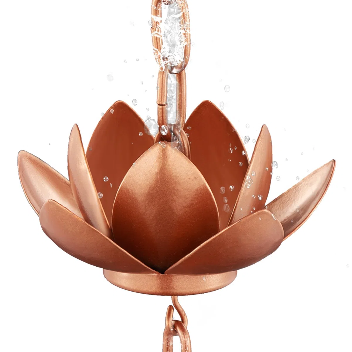 Rifachua 2,59 m Chaîne de Pluie pour Descentes de Pluviales Extérieures, Chaîne de Pluie en Cuivre avec Motif Lotus, Remplacement Fonctionnel et Décoratif pour Descentes de Pluviales